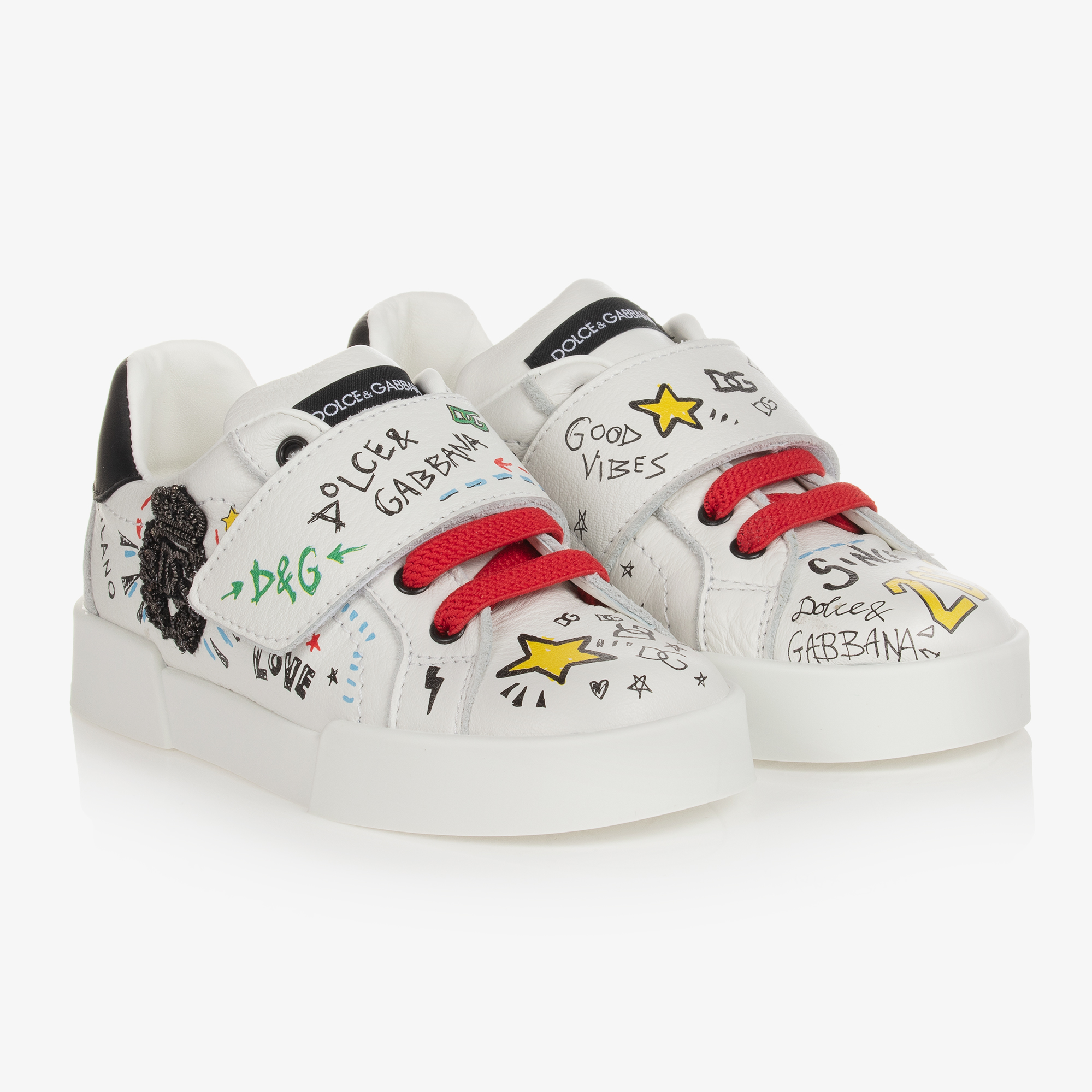 Dolce & Gabbana - Boys Leather Logo Trainers | Childrensalon