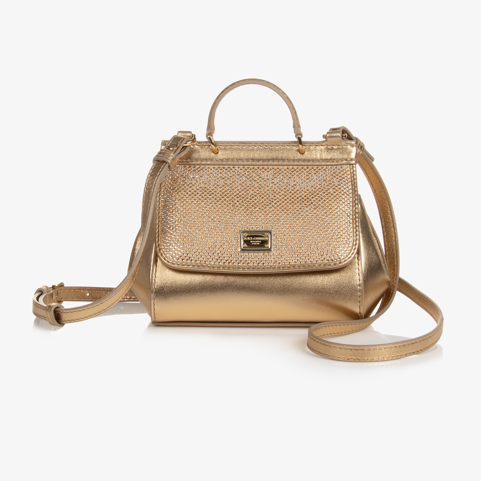 Sicily Small Metallic Leather Tote Bag in Gold - Dolce Gabbana