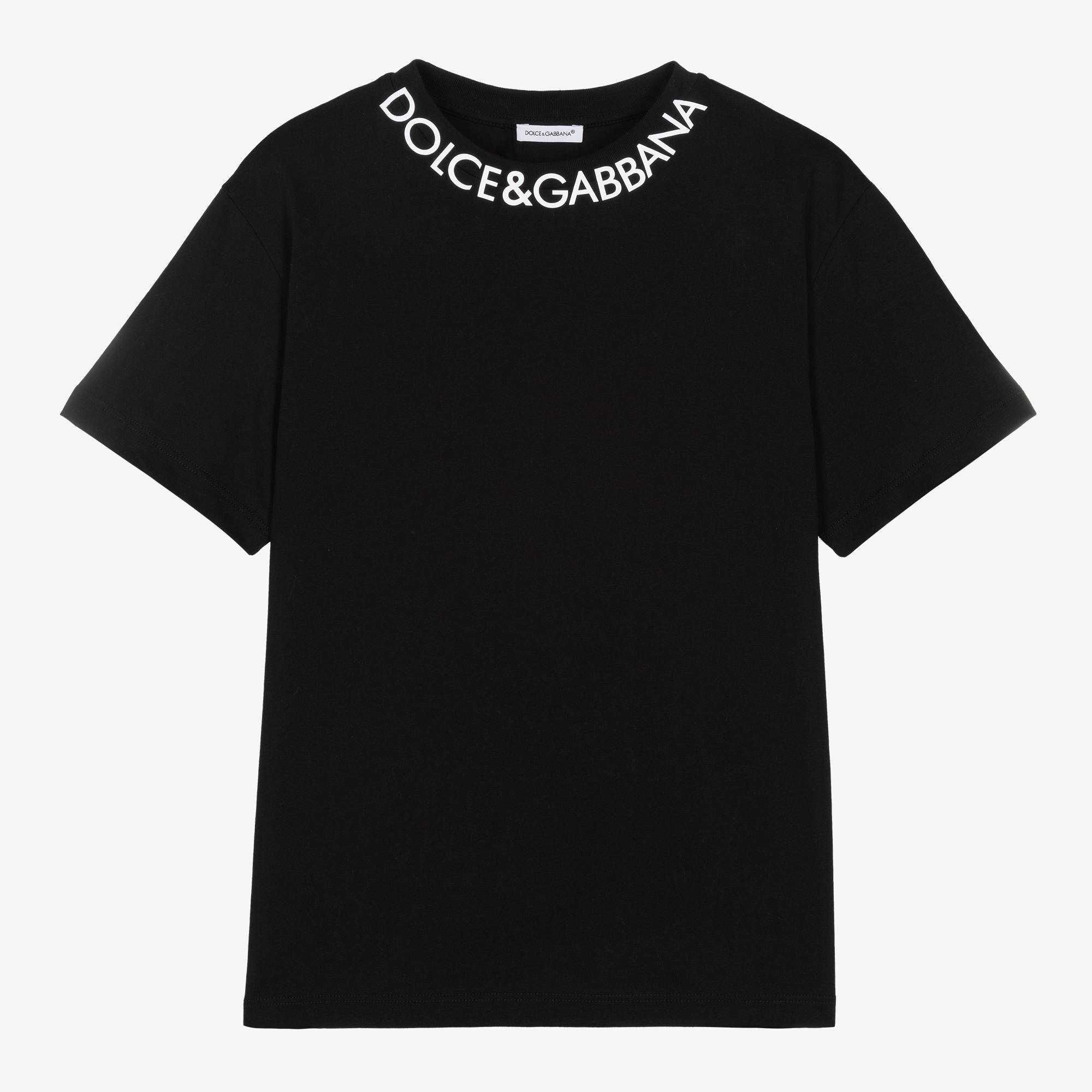 Dolce & Gabbana - Black Cotton Logo T-Shirt | Childrensalon