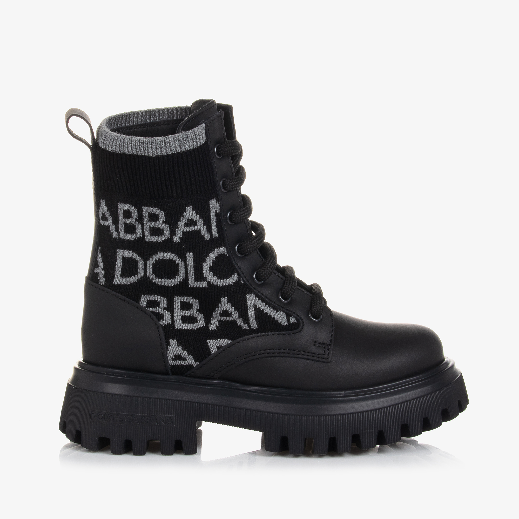 Dolce & Gabbana - Black Leather Combat Boots | Childrensalon