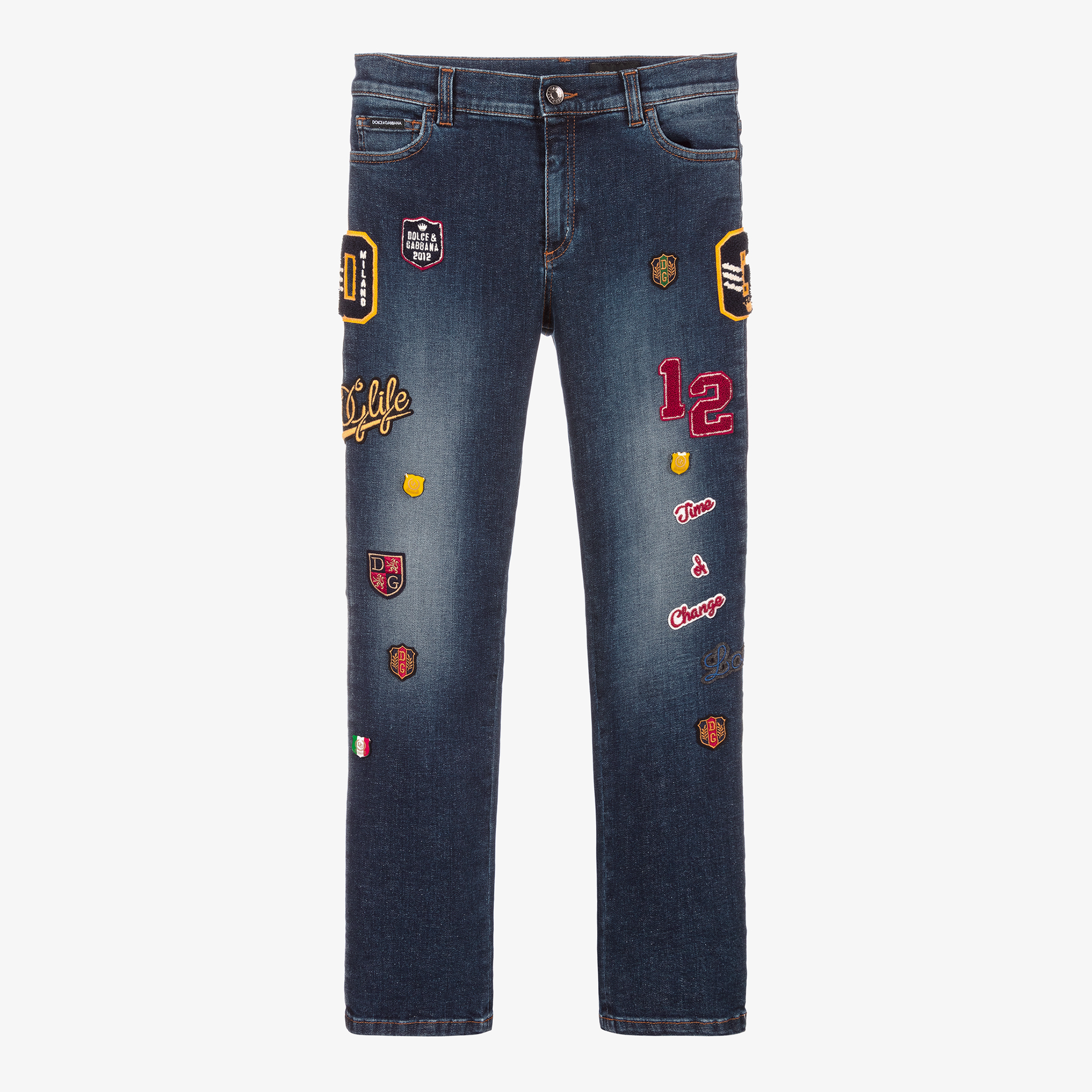 Dolce & Gabbana - Girls Blue Denim Regular Fit Jeans | Childrensalon