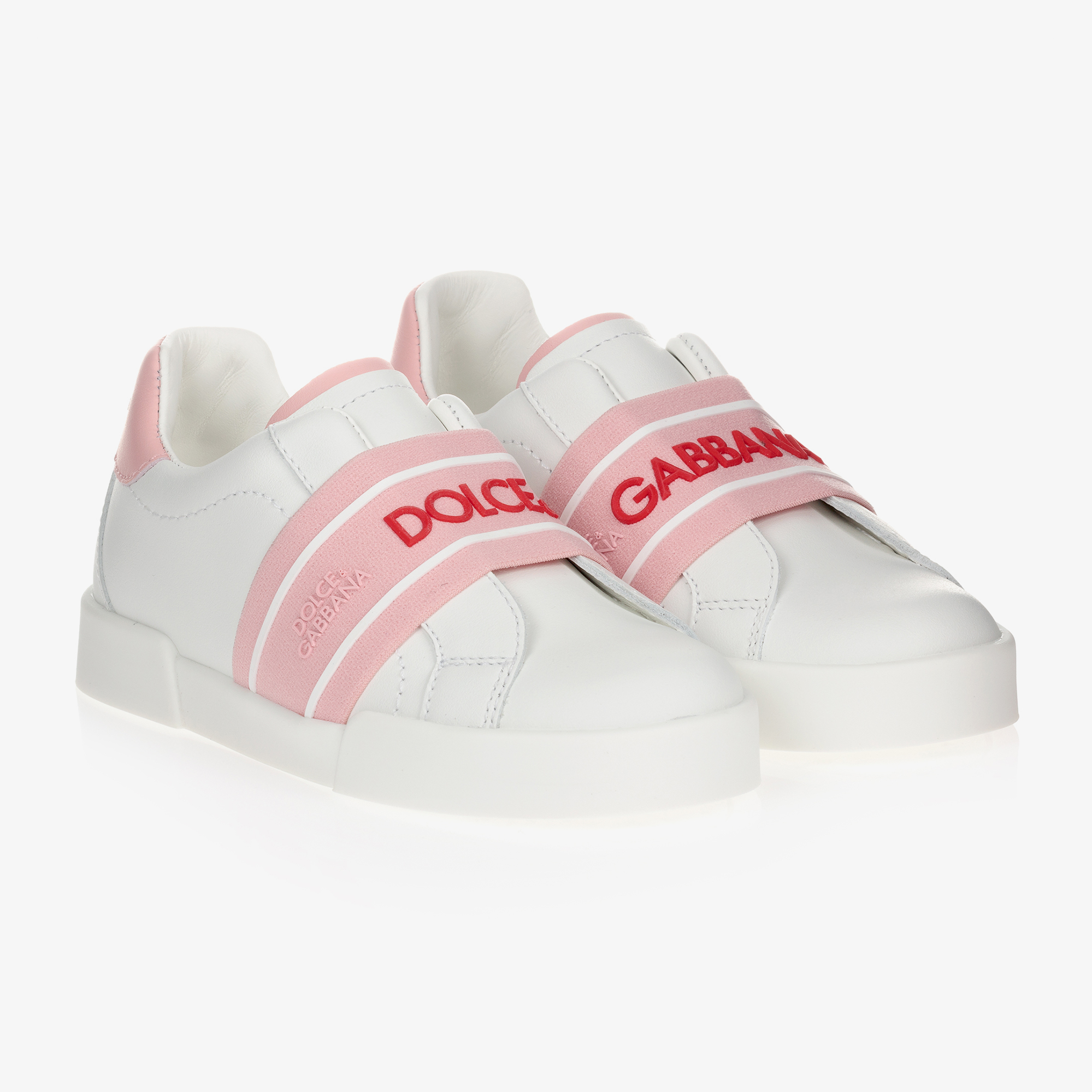 Dolce & Gabbana - Pink Suede & Lace Trainers | Childrensalon