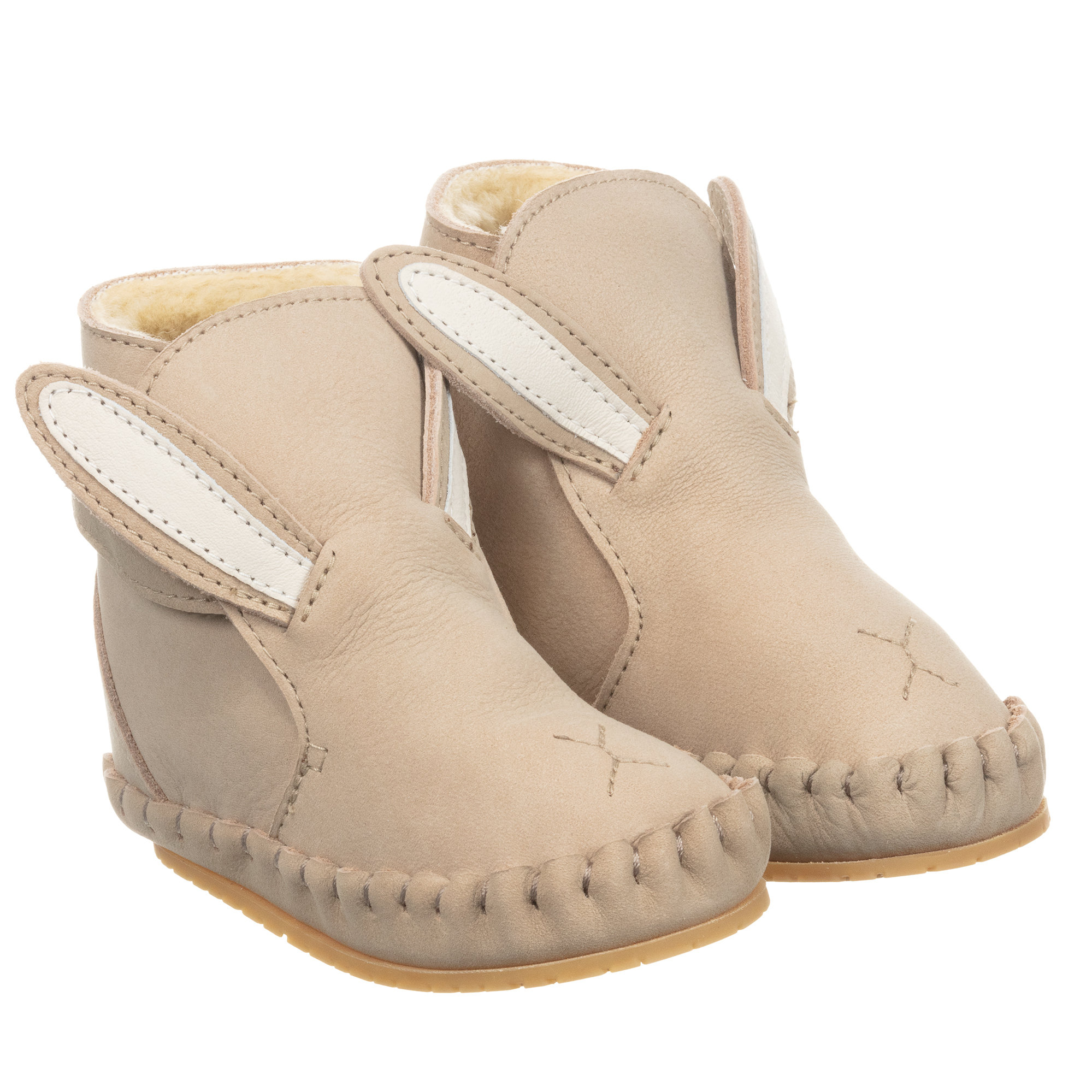 Donsje - Beige Leather Bunny Boots 