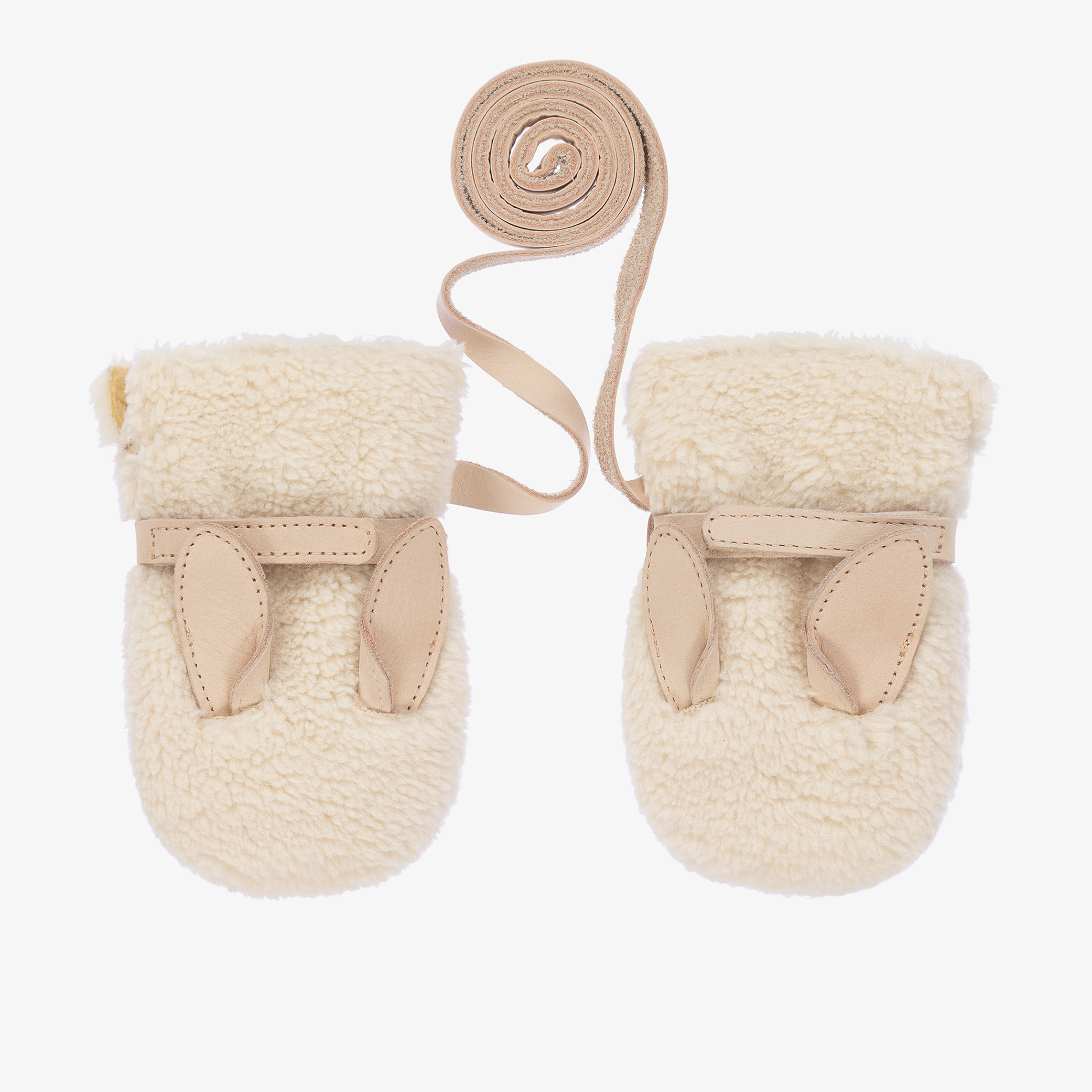 Donsje - Brown Leather Reindeer Mittens | Childrensalon