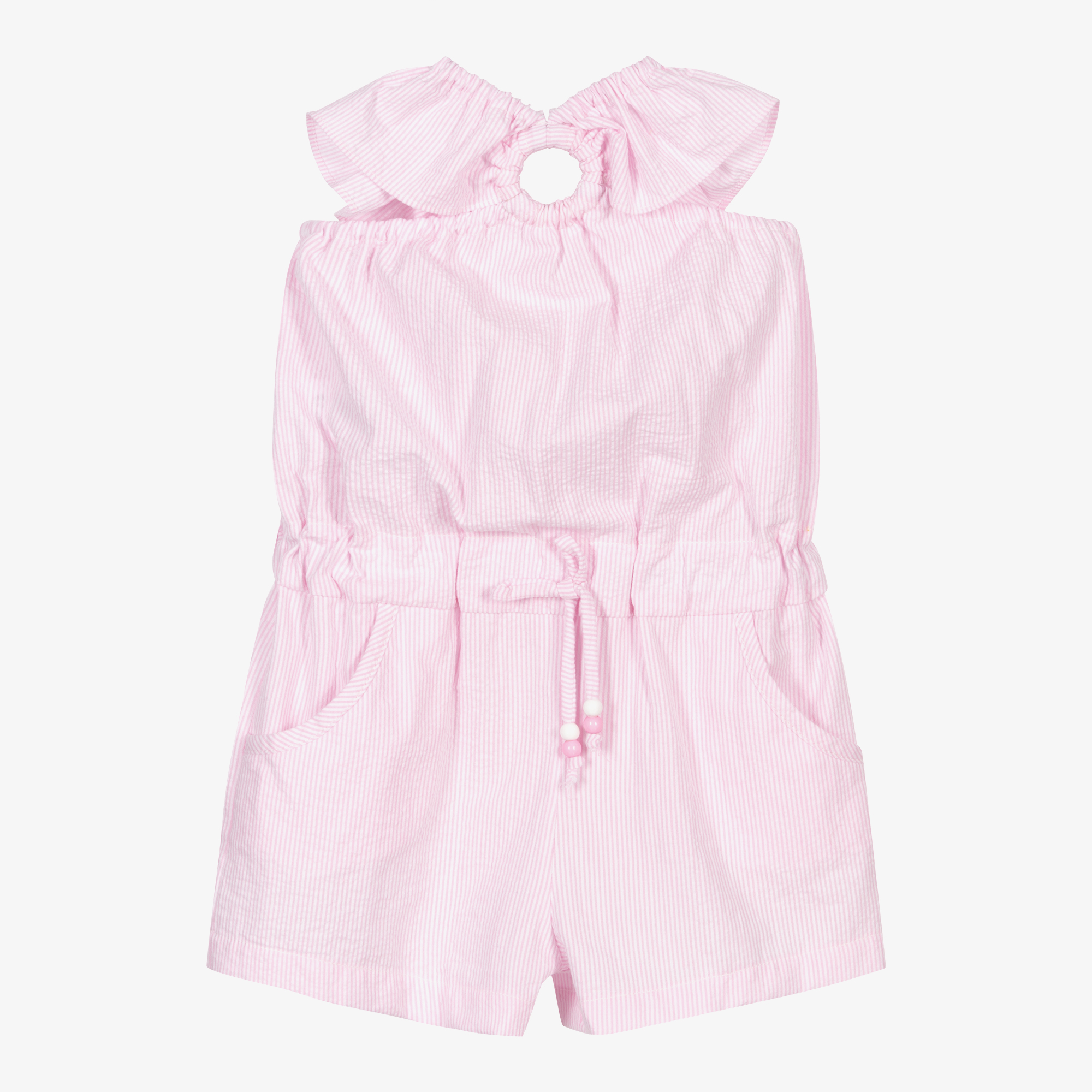 Desigual - Girls Pink Silky Satin Floral Jumpsuit | Childrensalon