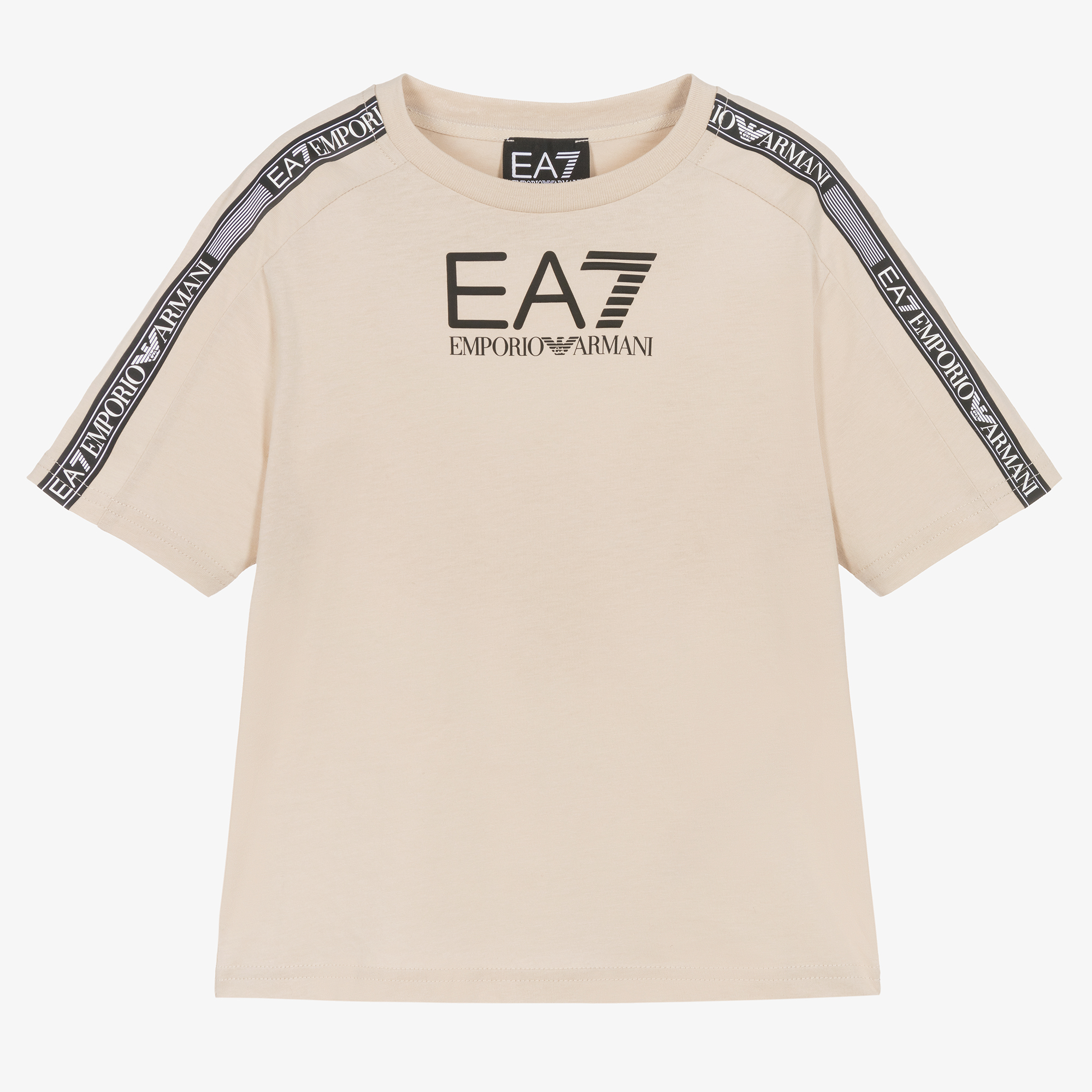 EA7 Emporio Armani - Teen Boys Blue Cotton Taped Logo T-Shirt ...