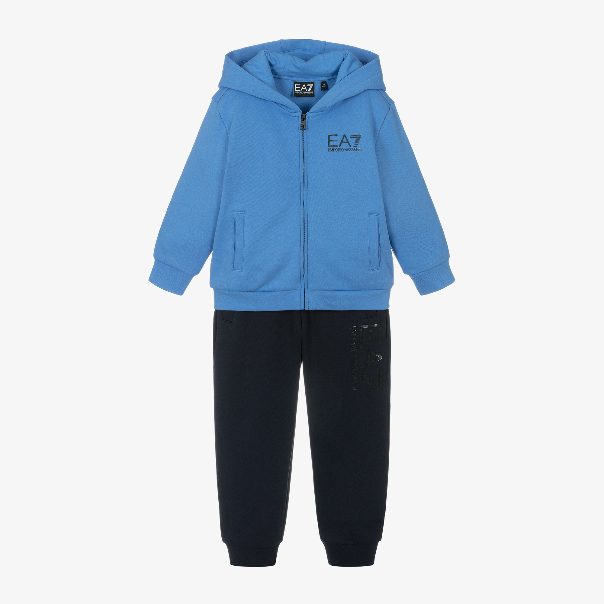 EA7 Emporio Armani Boys Blue Cotton EA7 Logo Tracksuit