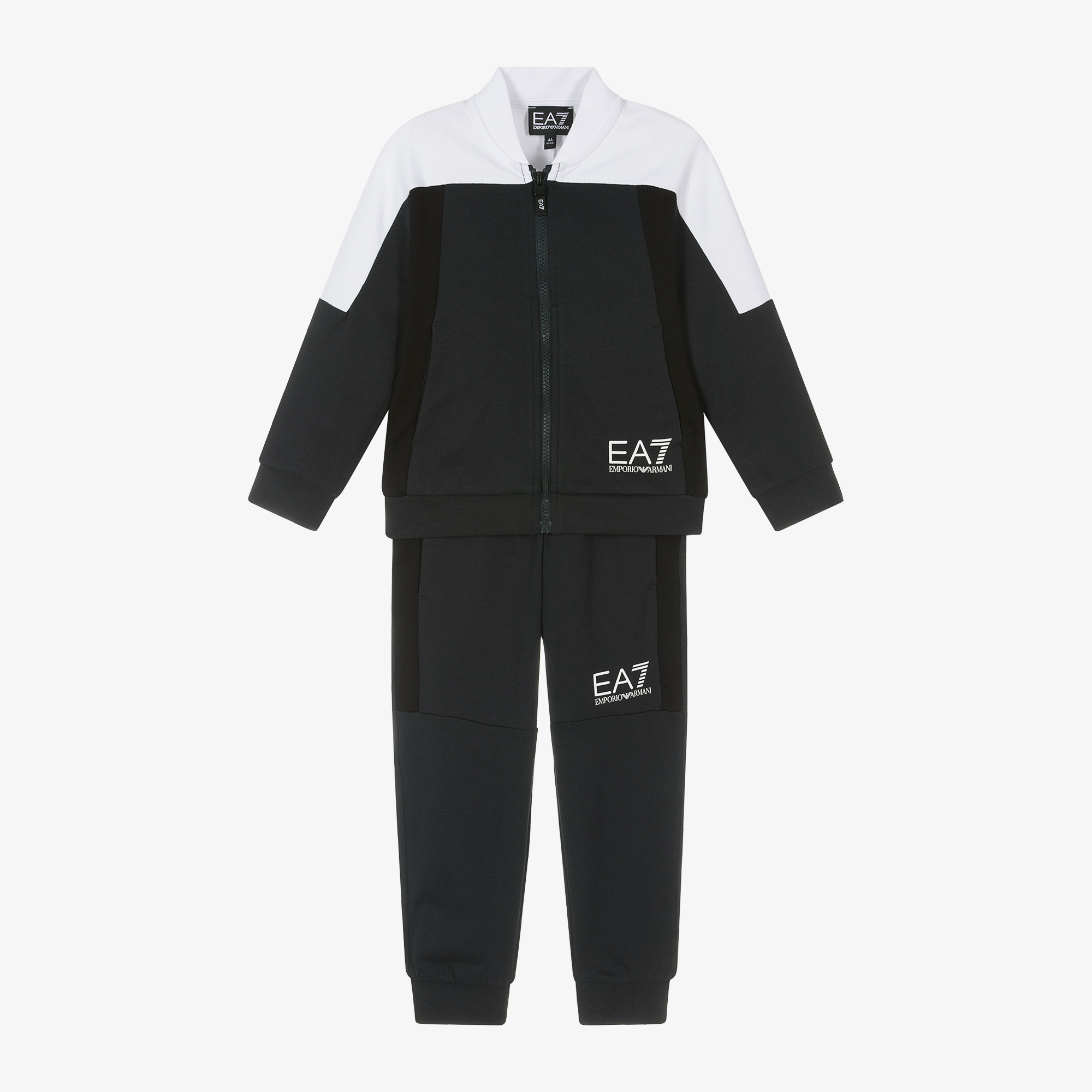 EA7 Emporio Armani Boys Navy Blue Black Cotton Tracksuit