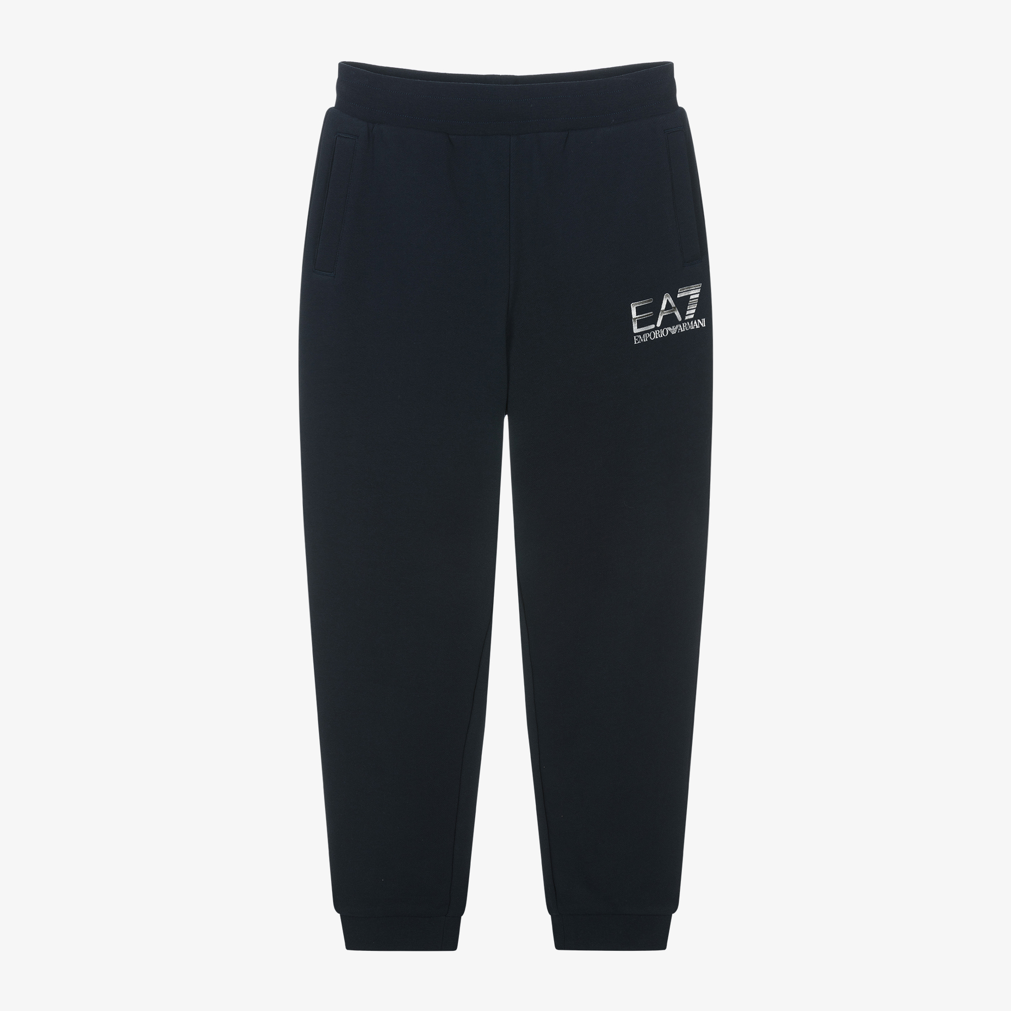 EA7 Emporio Armani Boys Navy Blue Cotton EA7 Logo Joggers Childrensalon