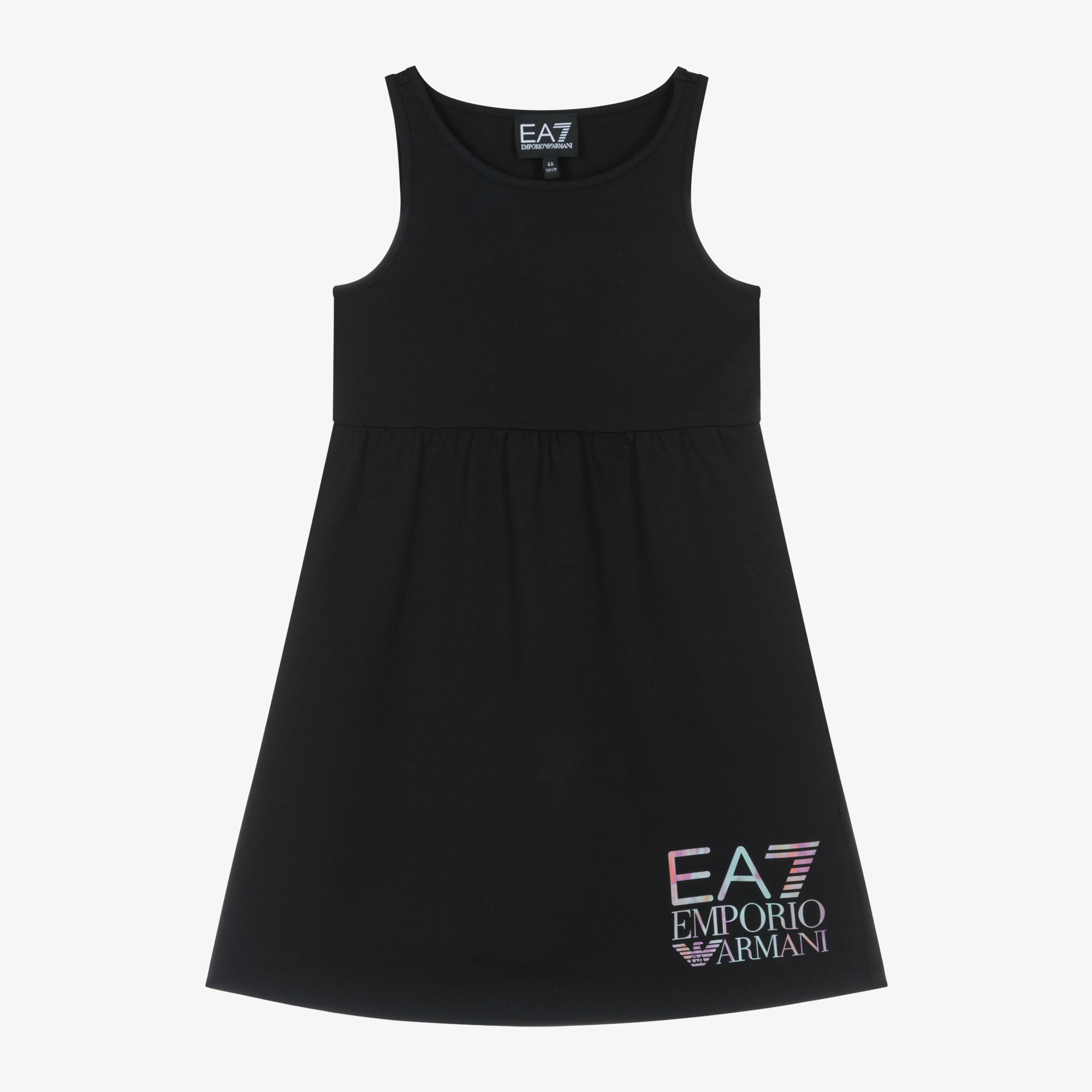 EA7 Emporio Armani Girls Black Jersey Dress Childrensalon