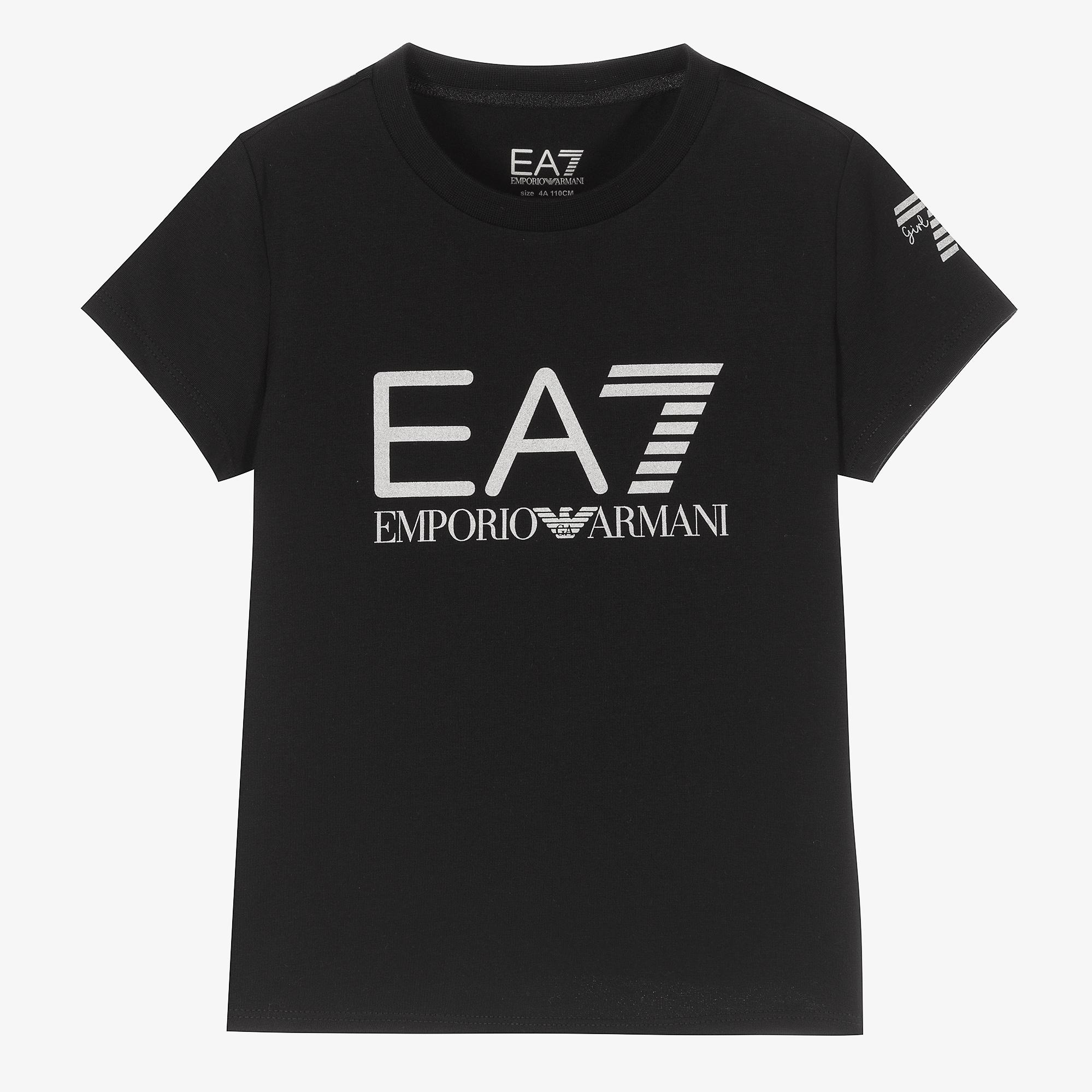 EA7 Emporio Armani - Girls Black Logo Crop T-Shirt | Childrensalon