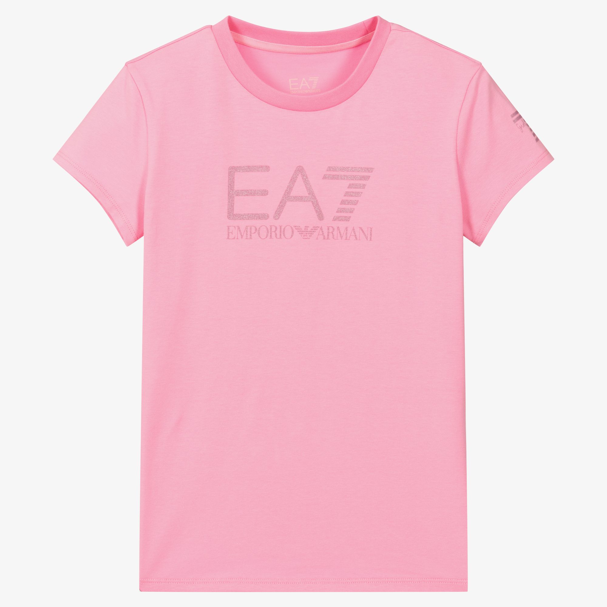 EA7 Emporio Armani - Teen Girls Pink Cotton Logo T-Shirt | Childrensalon