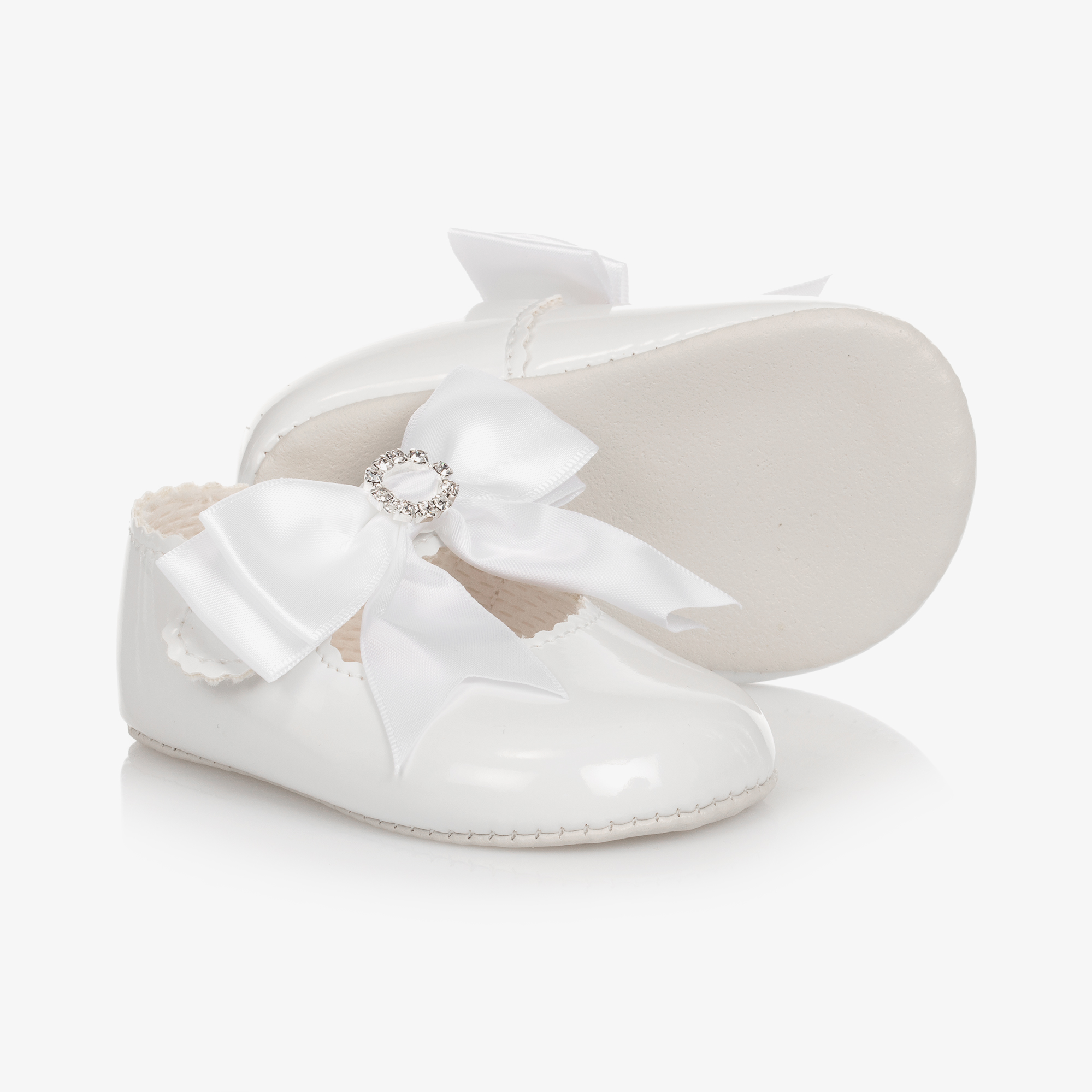 white patent baby shoes