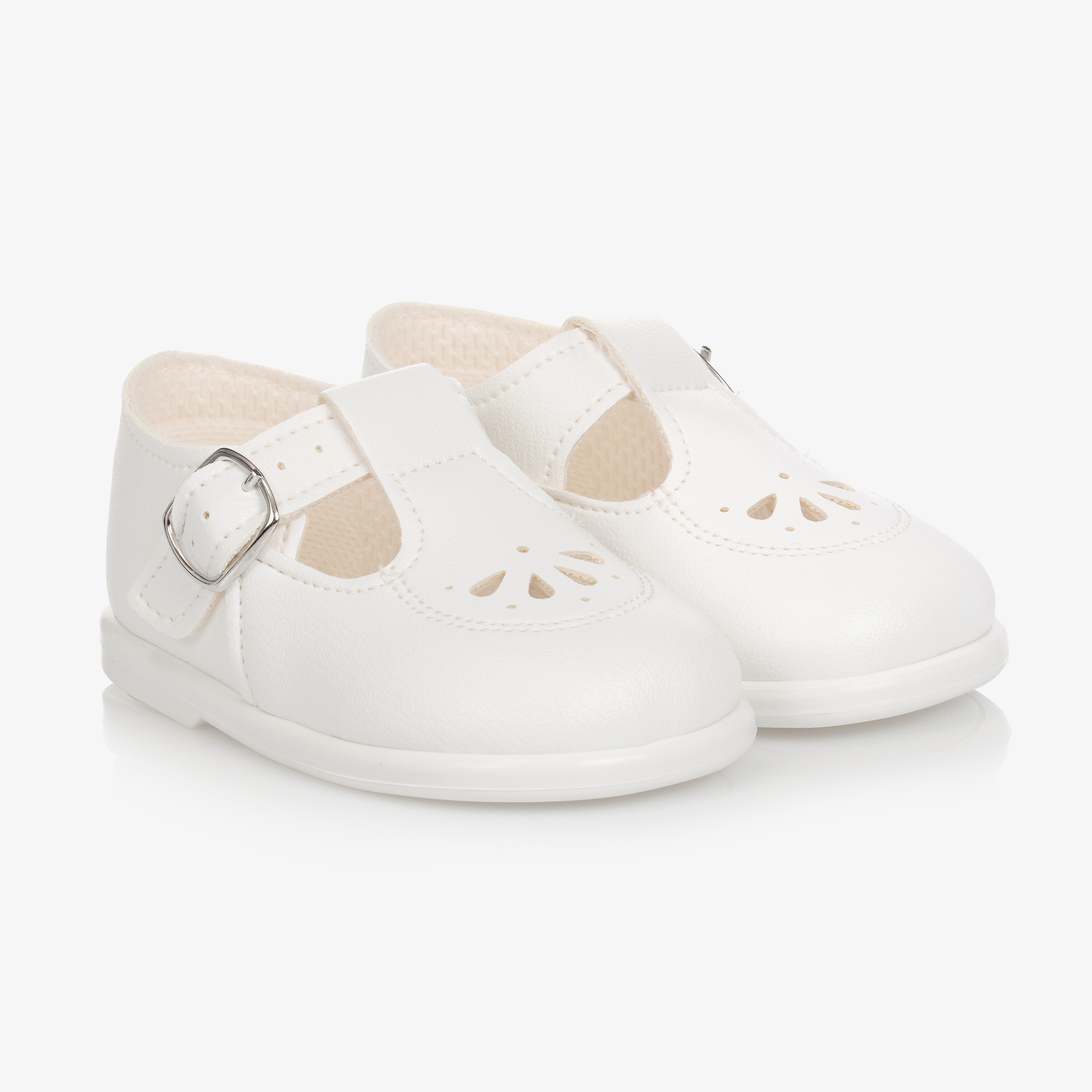 Early Days - White T-Bar Shoes | Childrensalon