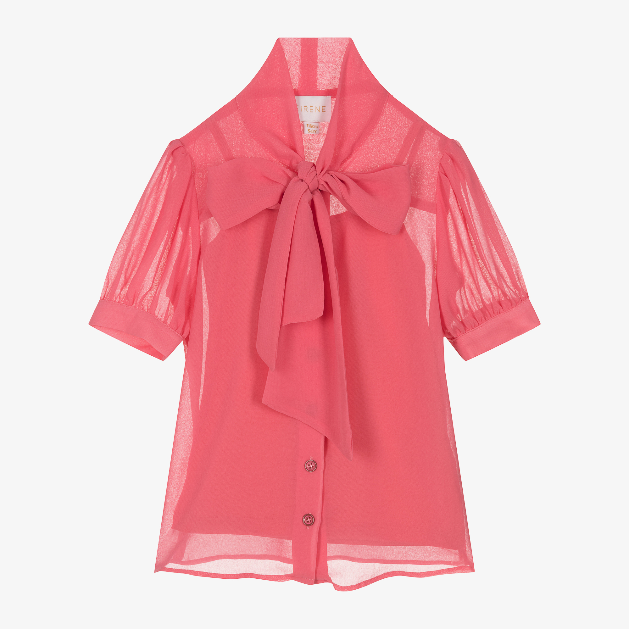 Pink chiffon store blouse with bow