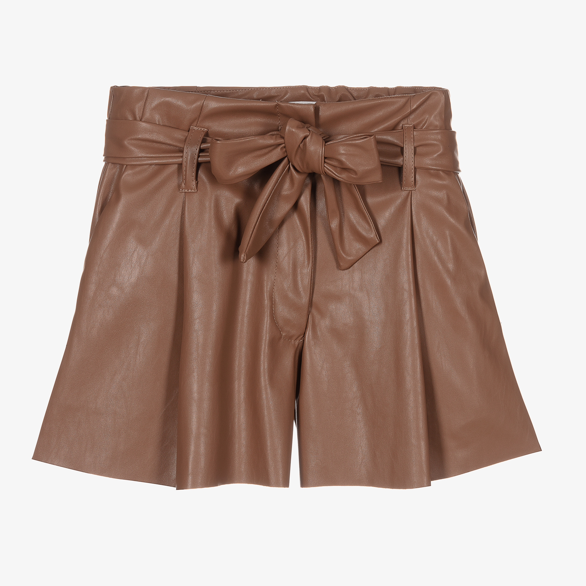 brown faux leather shorts