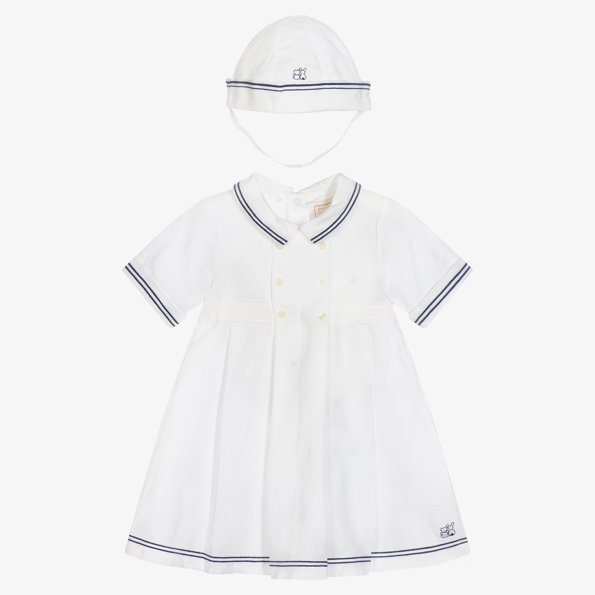 Emile Et Rose Ens Robe Blanc Esprit Marin Bebe Childrensalon