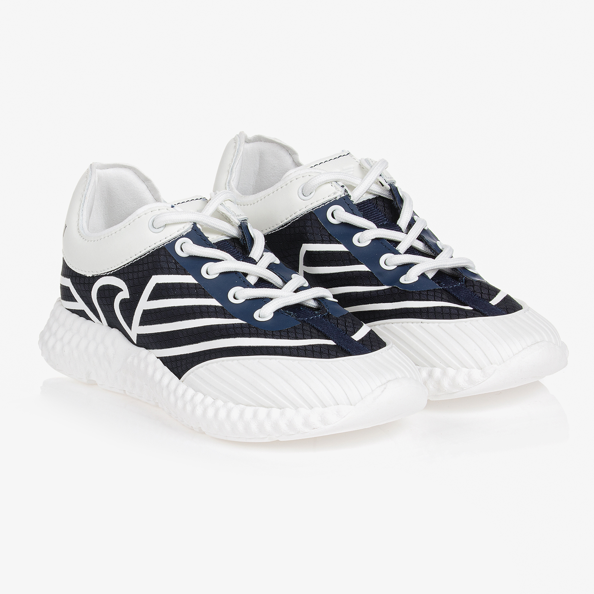 Emporio Armani - White Leather Trainers | Childrensalon