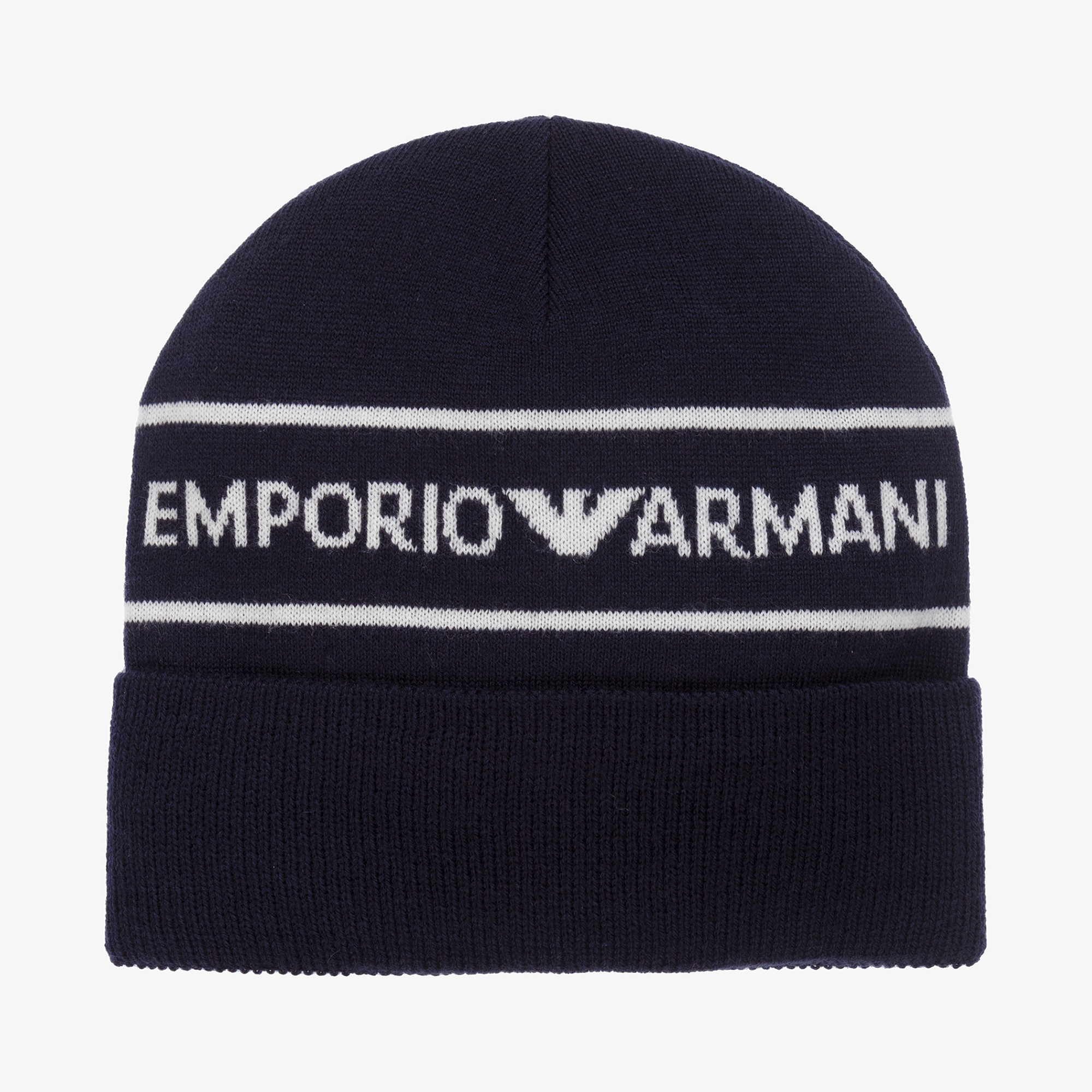 Emporio Armani Boys Blue Wool Knit Hat Childrensalon