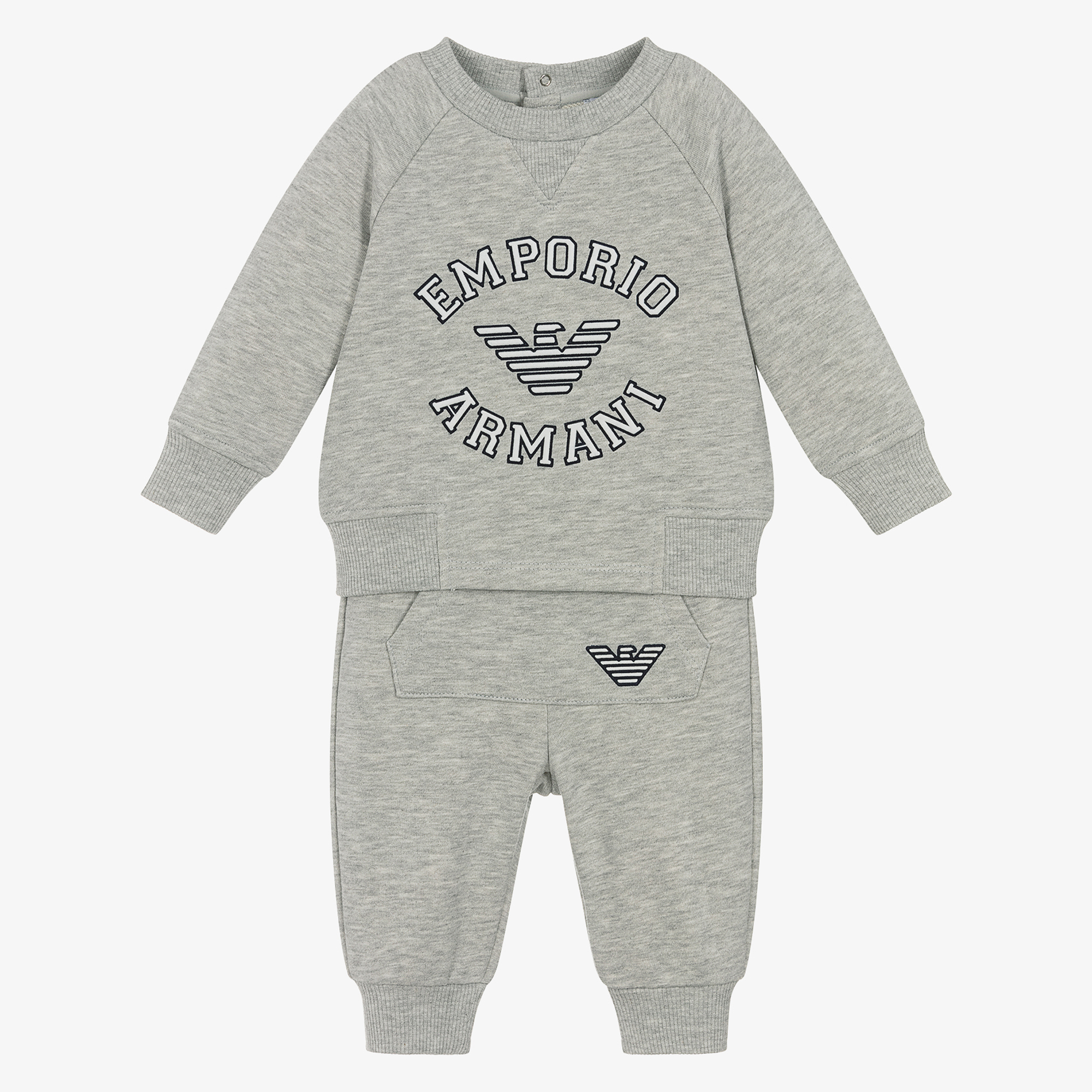 Emporio Armani Boys Grey Marl Cotton Tracksuit Childrensalon