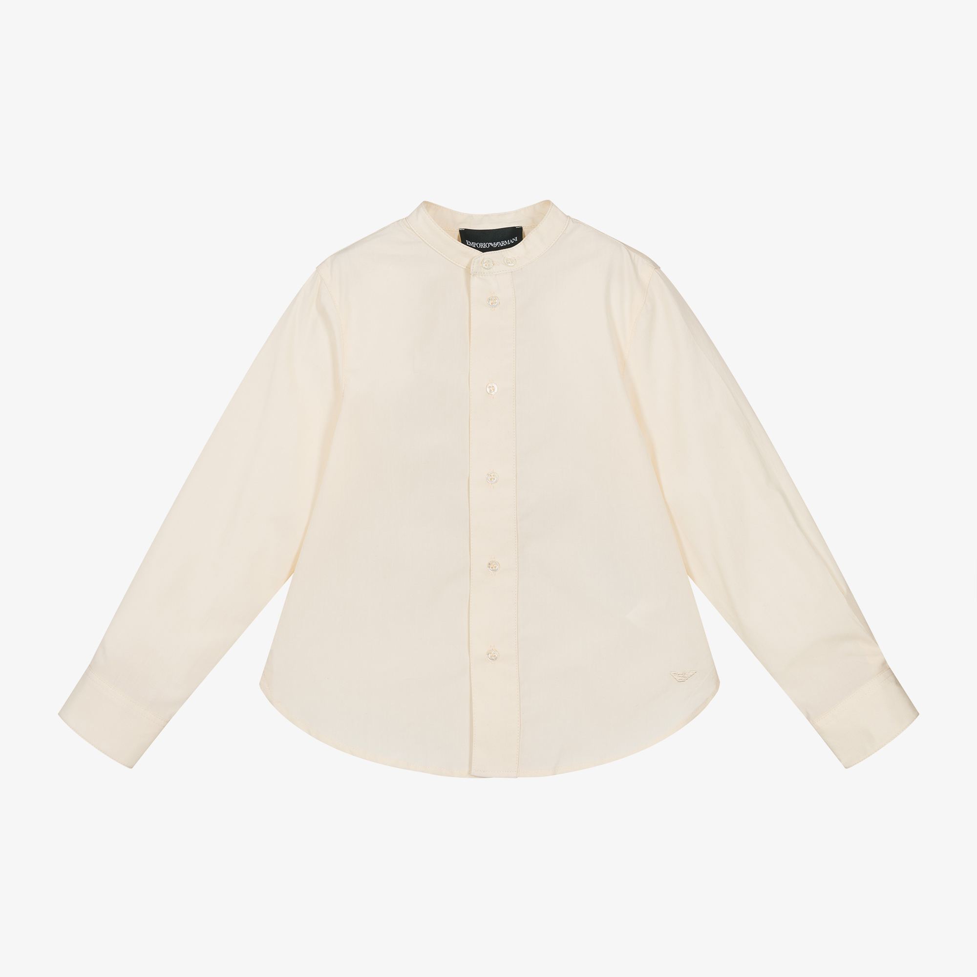 Emporio Armani Boys Ivory Cotton Collarless Shirt Childrensalon