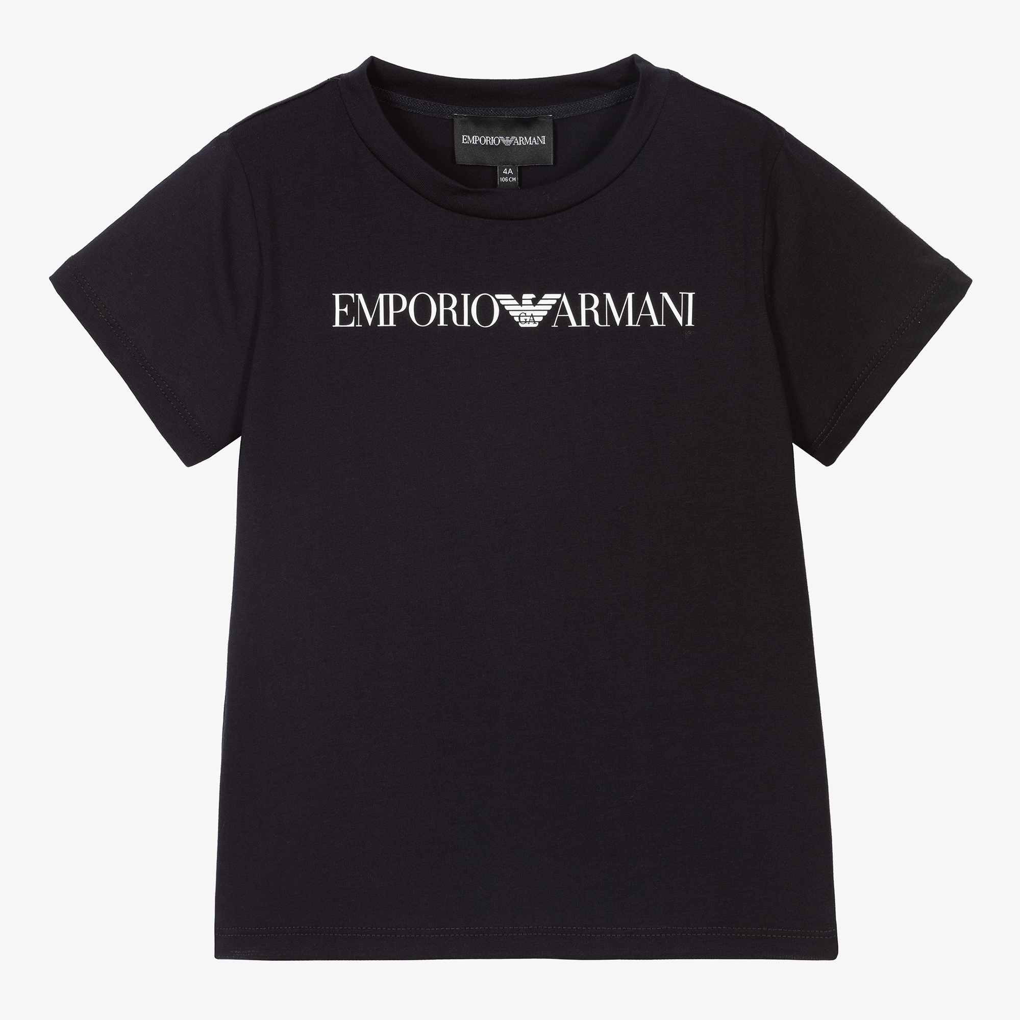 Emporio Armani Boys Navy Blue Cotton T Shirt Childrensalon