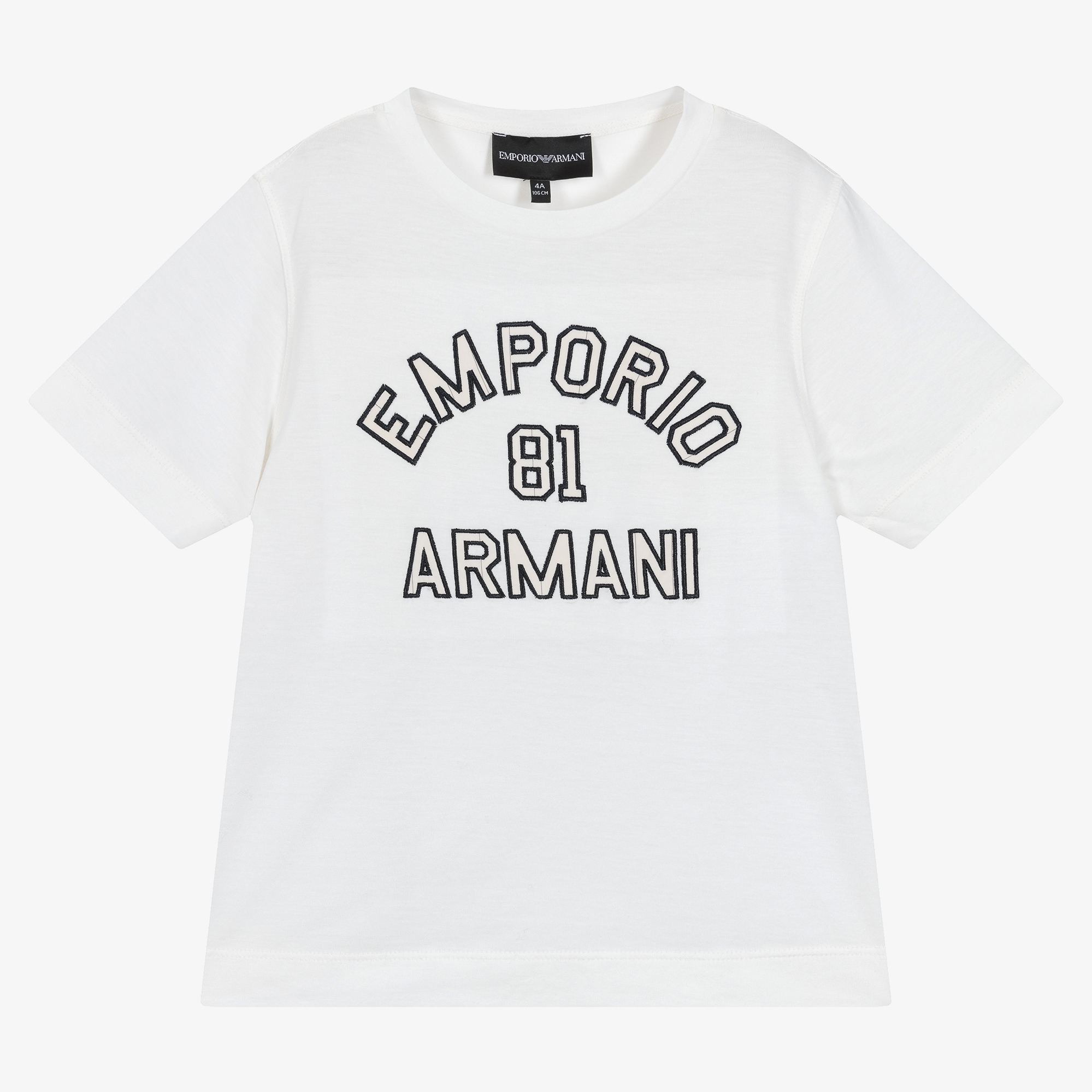 Emporio Armani - Boys White Lyocell Logo T-Shirt | Childrensalon
