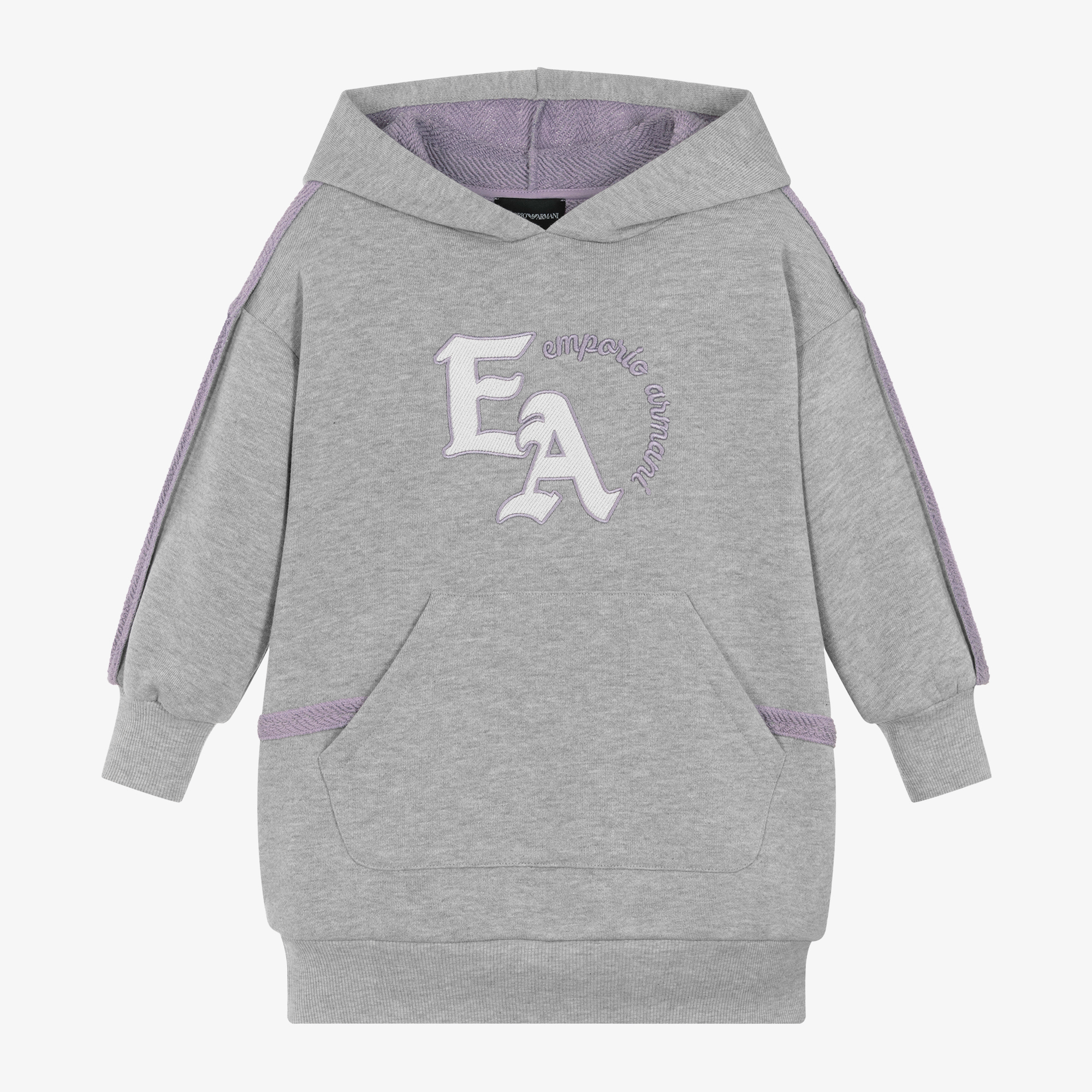 Emporio Armani Girls Grey Cotton Hoodie Dress