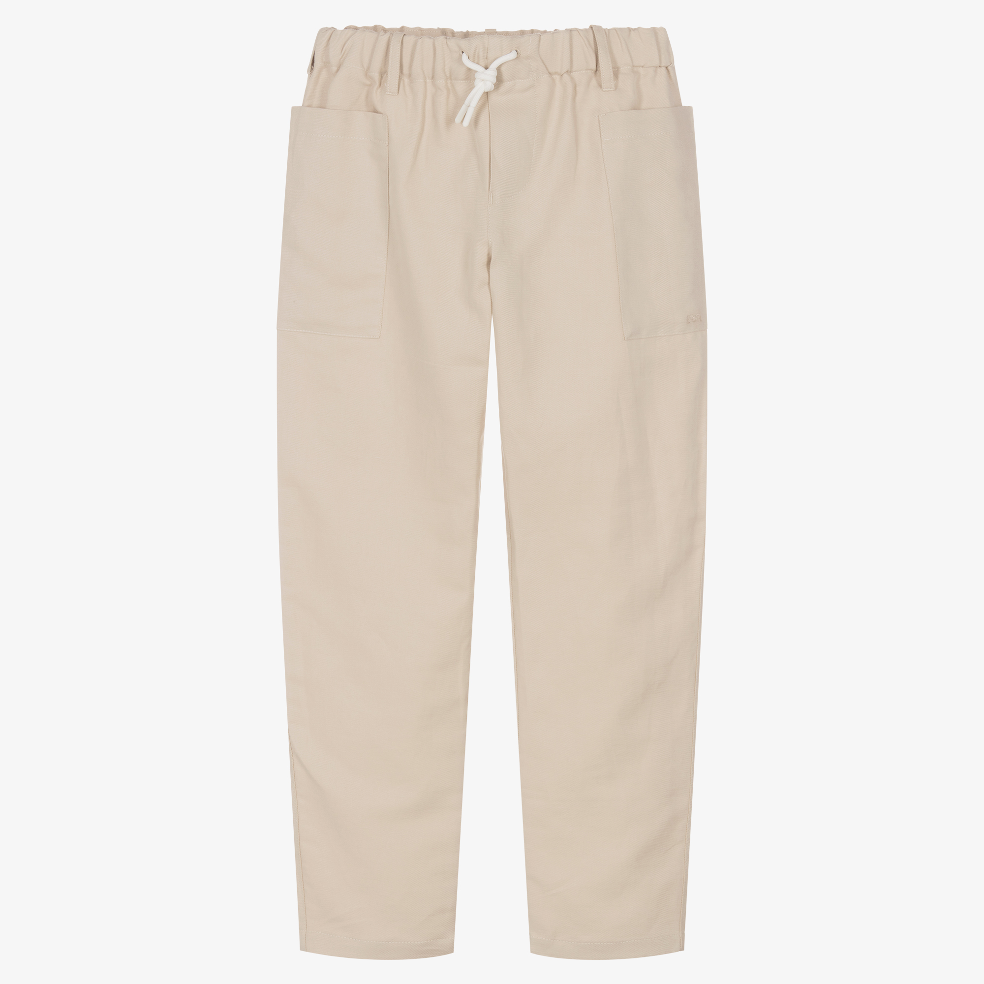 Emporio Armani - Teen Boys Beige Cotton & Linen Trousers | Childrensalon