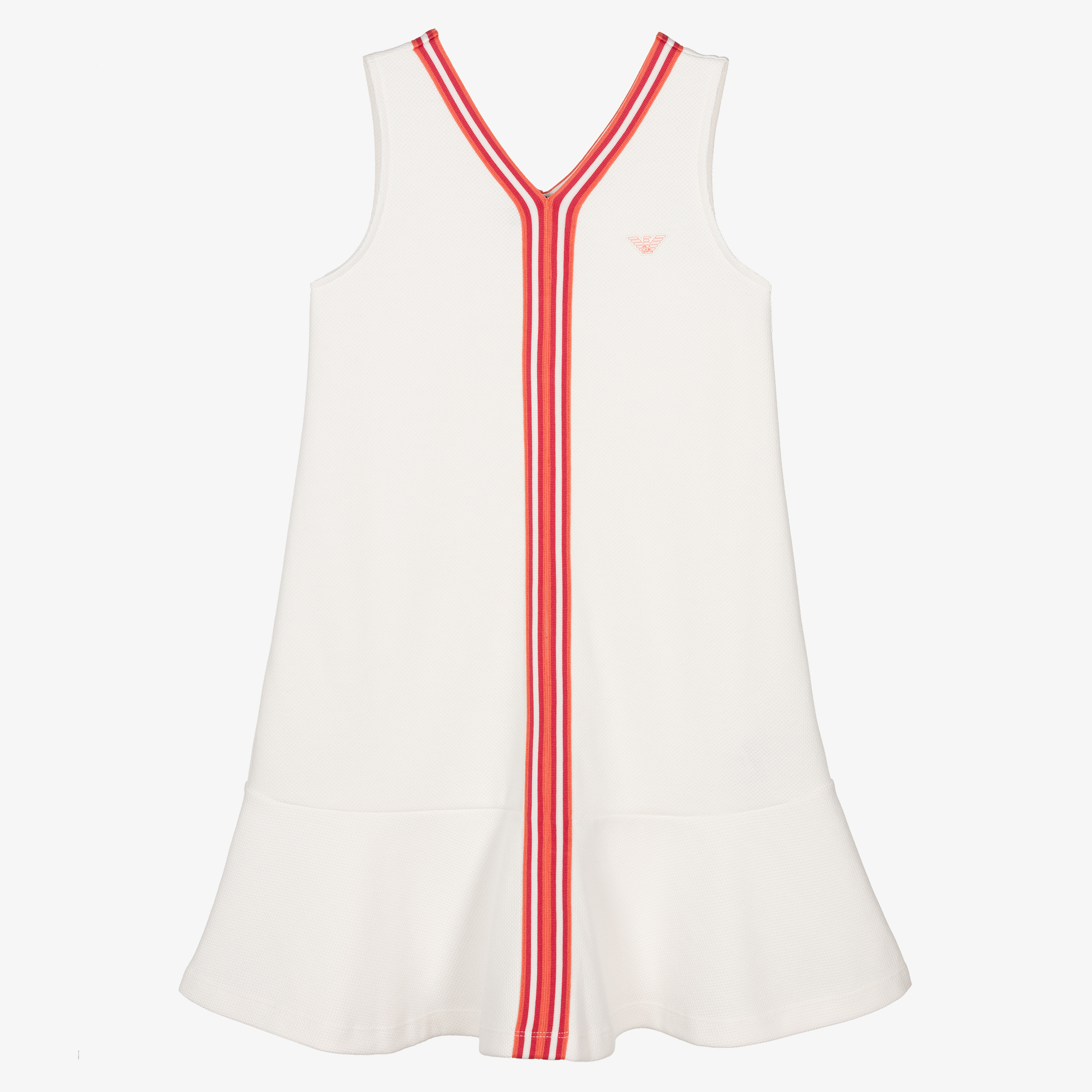 Emporio Armani Teen Girls White Red Stripe Cotton Dress