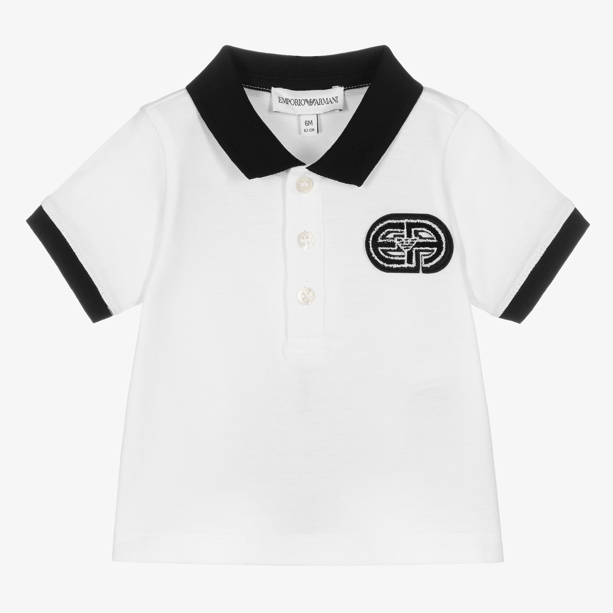 Emporio Armani - Boys White Cotton Polo Shirt | Childrensalon