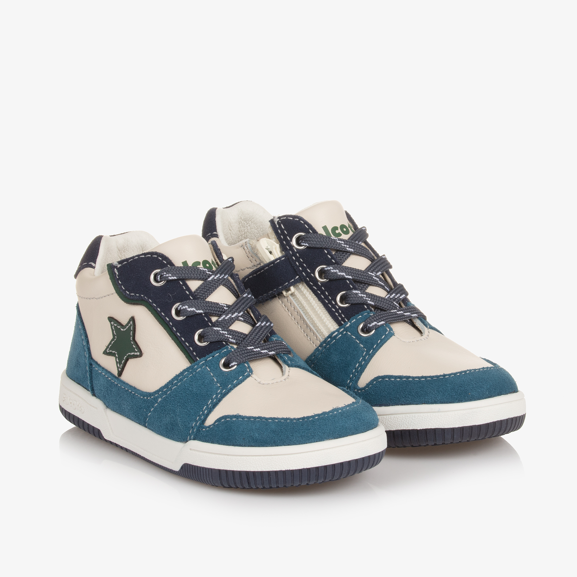 Falcotto by Naturino Boys Blue Ivory Leather Trainers