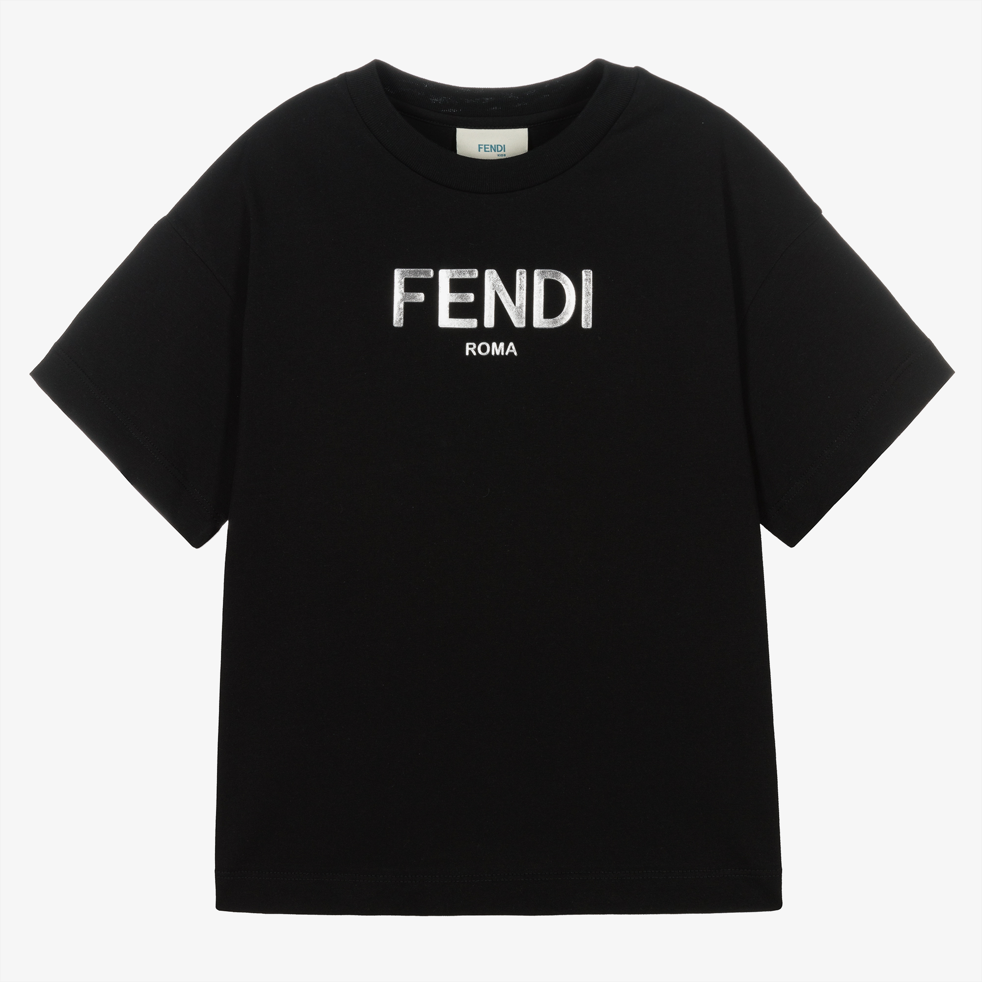 Fendi - Black Cotton Logo T-Shirt | Childrensalon