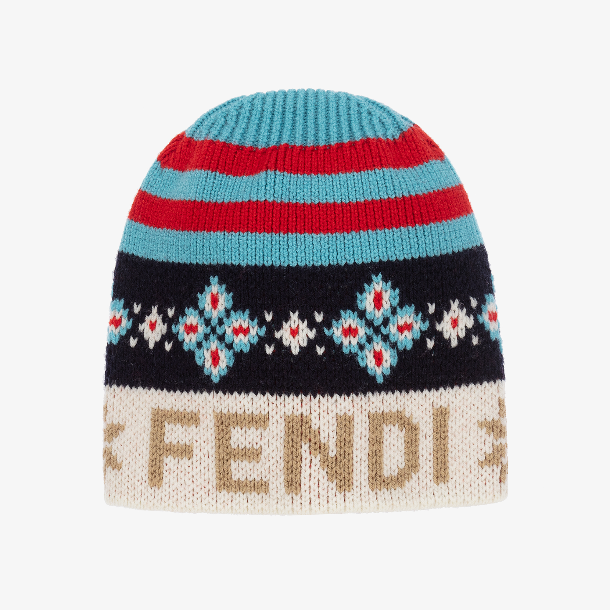 Fendi Blue Logo Wool Knit Beanie Hat Childrensalon