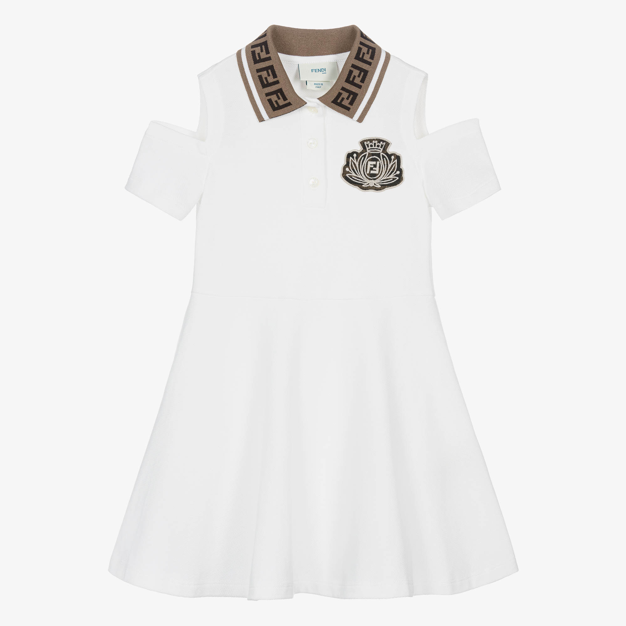 Fendi Girls White Cotton Pique Dress