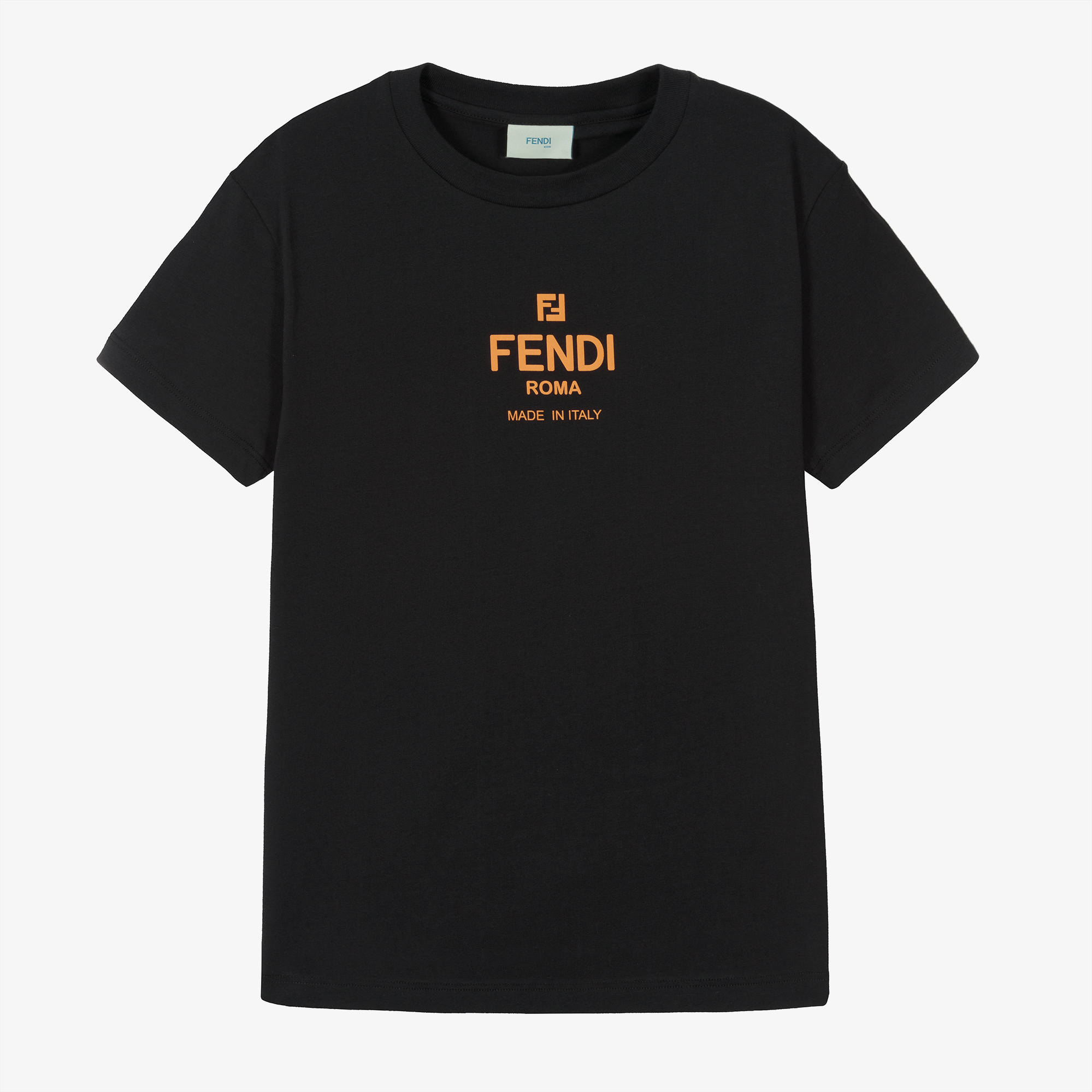 Fendi - Black Cotton Logo T-Shirt | Childrensalon