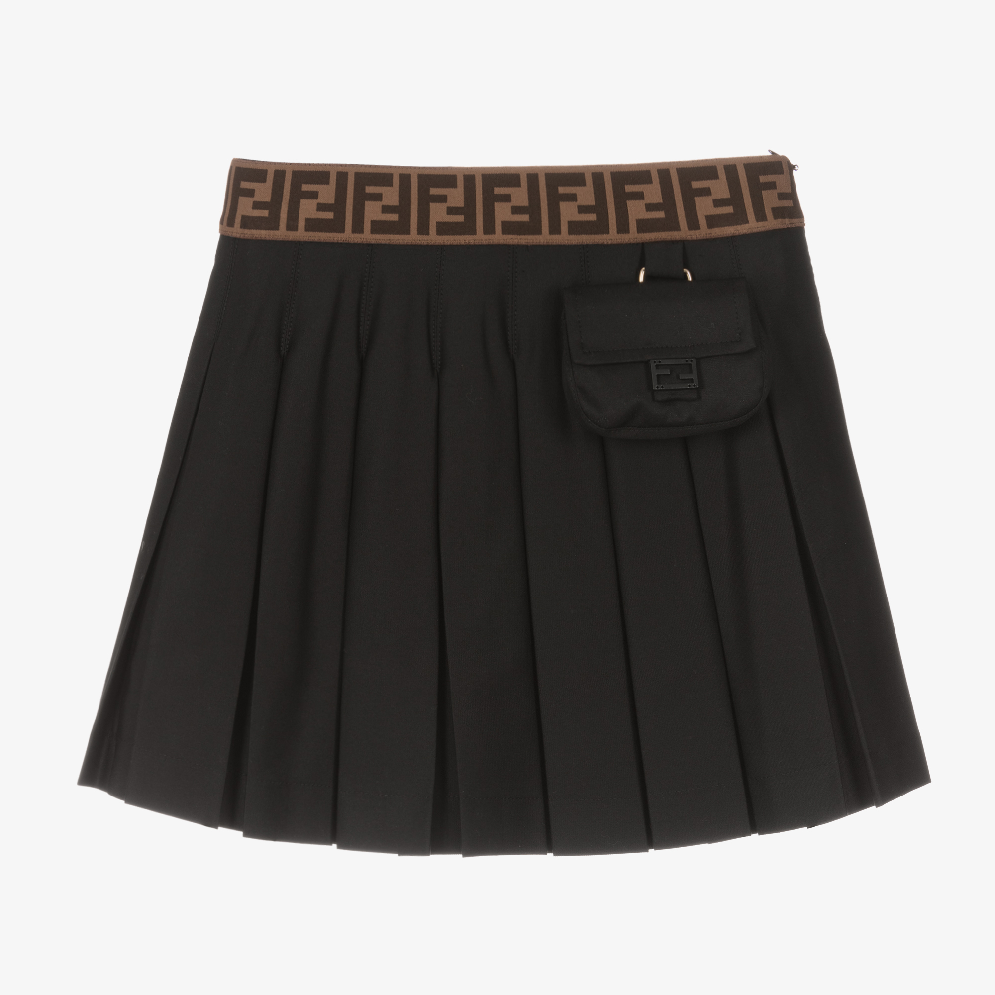 Fendi black neoprene ruffle skirt hotsell