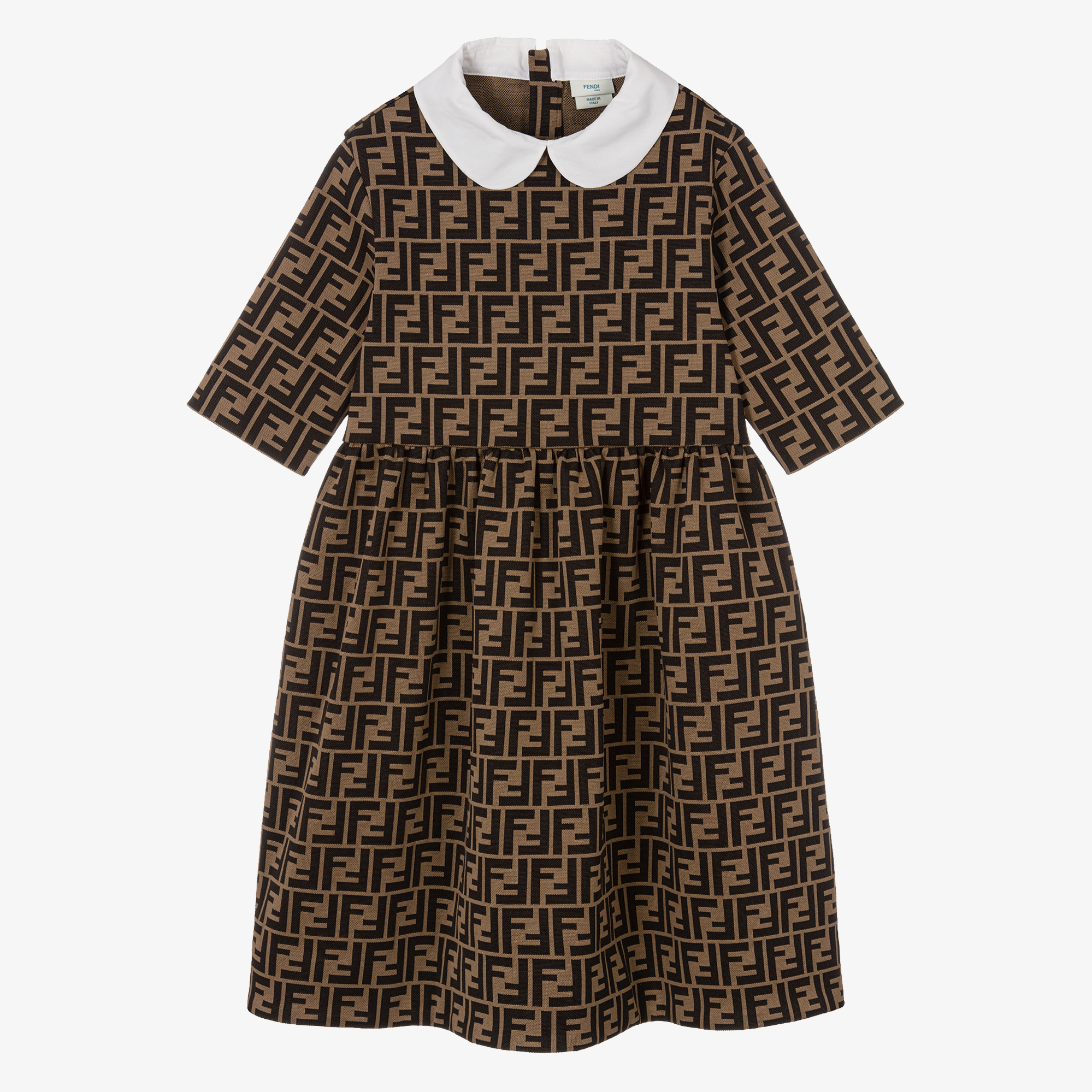 Fendi Teen Girls Brown FF Jacquard Dress