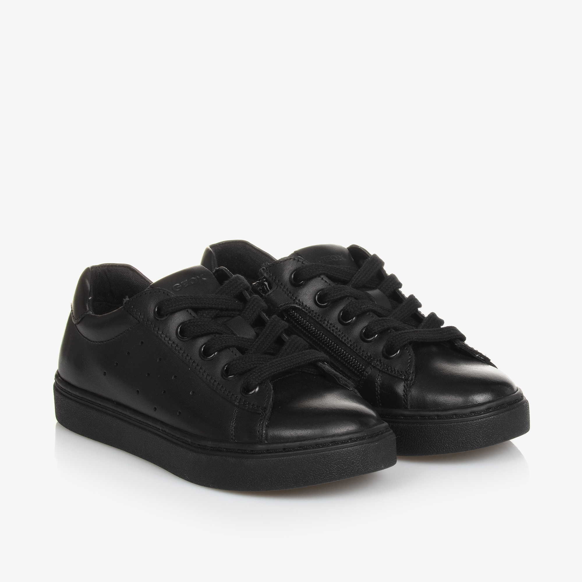 Geox Boys Black Leather Trainers