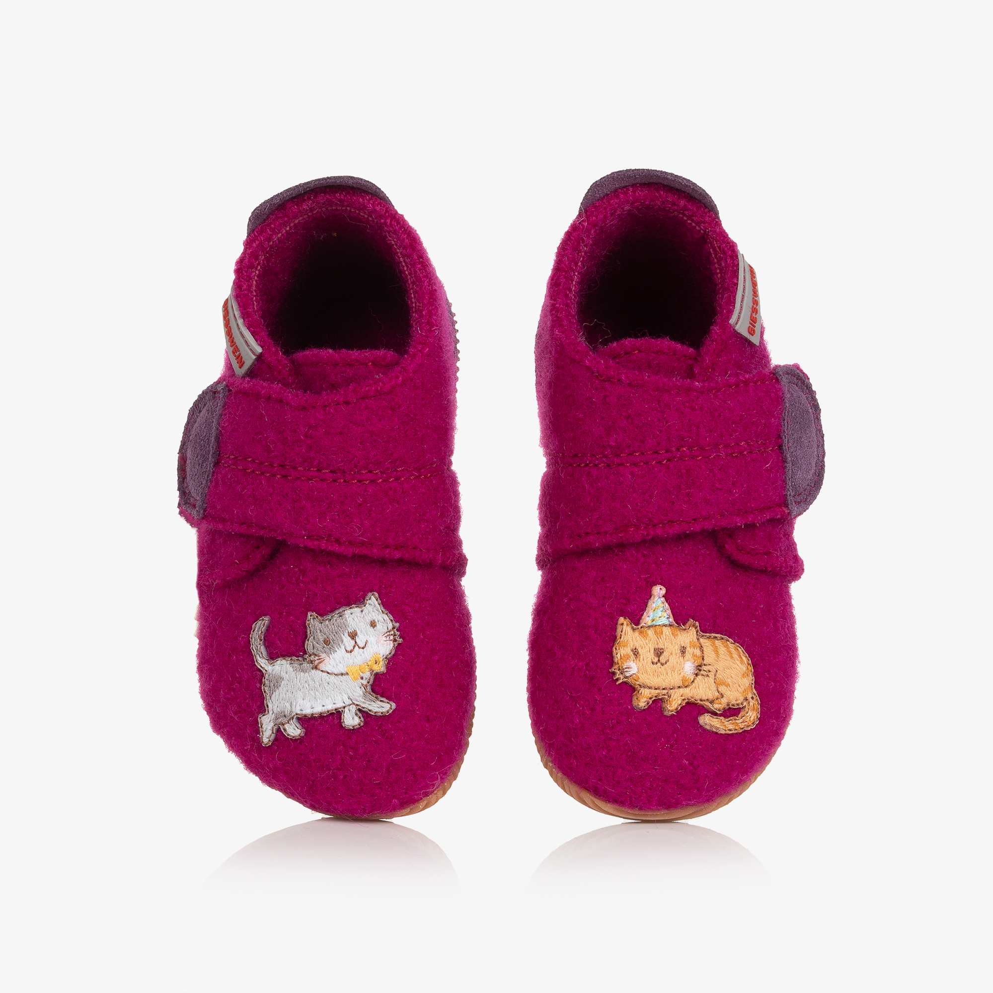 Giesswein Girls Pink Felted Wool Cat Slippers Childrensalon