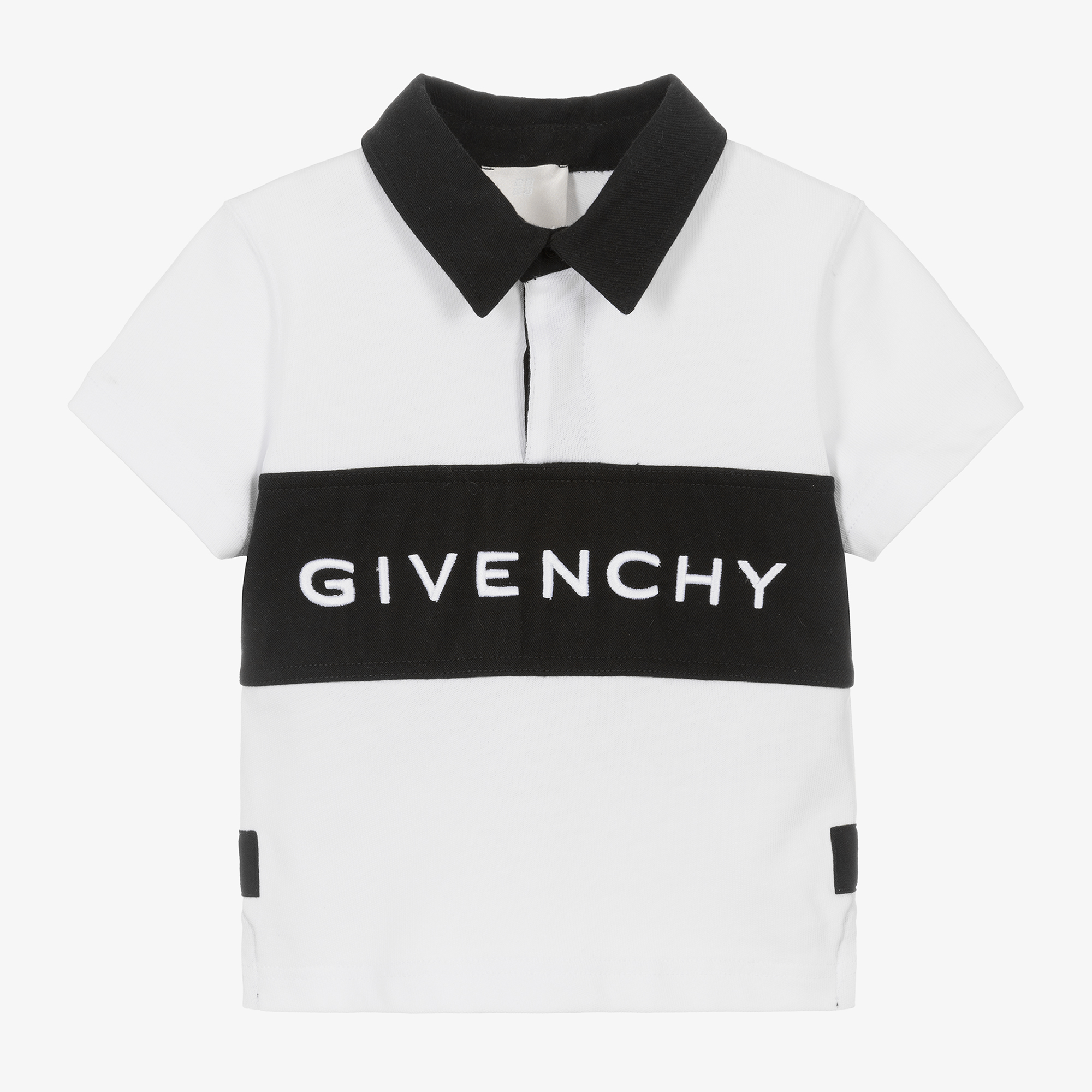 Givenchy - Boys Black & White Cotton Rugby Shirt | Childrensalon