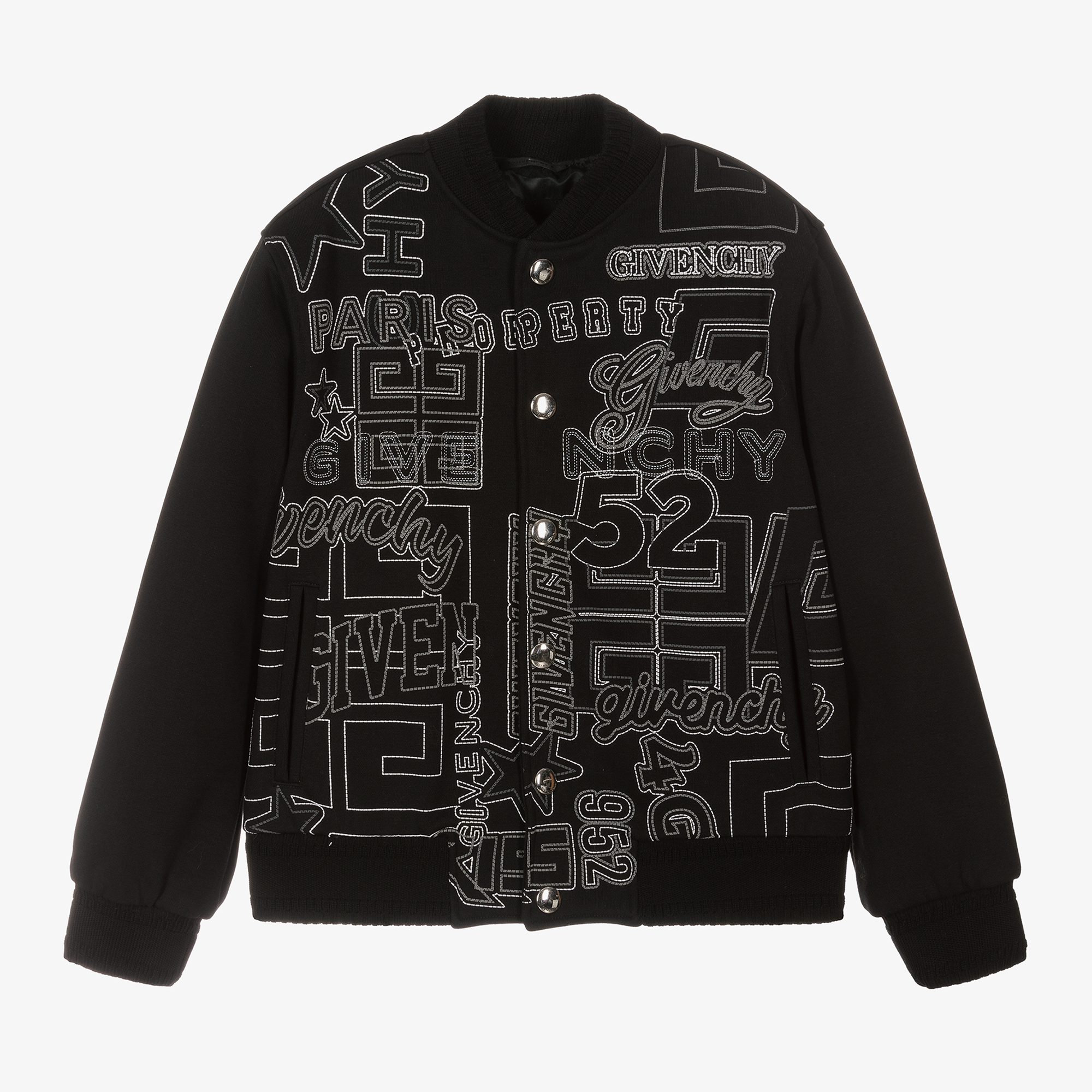 Givenchy Boys Black Embroidered Cotton Jacket