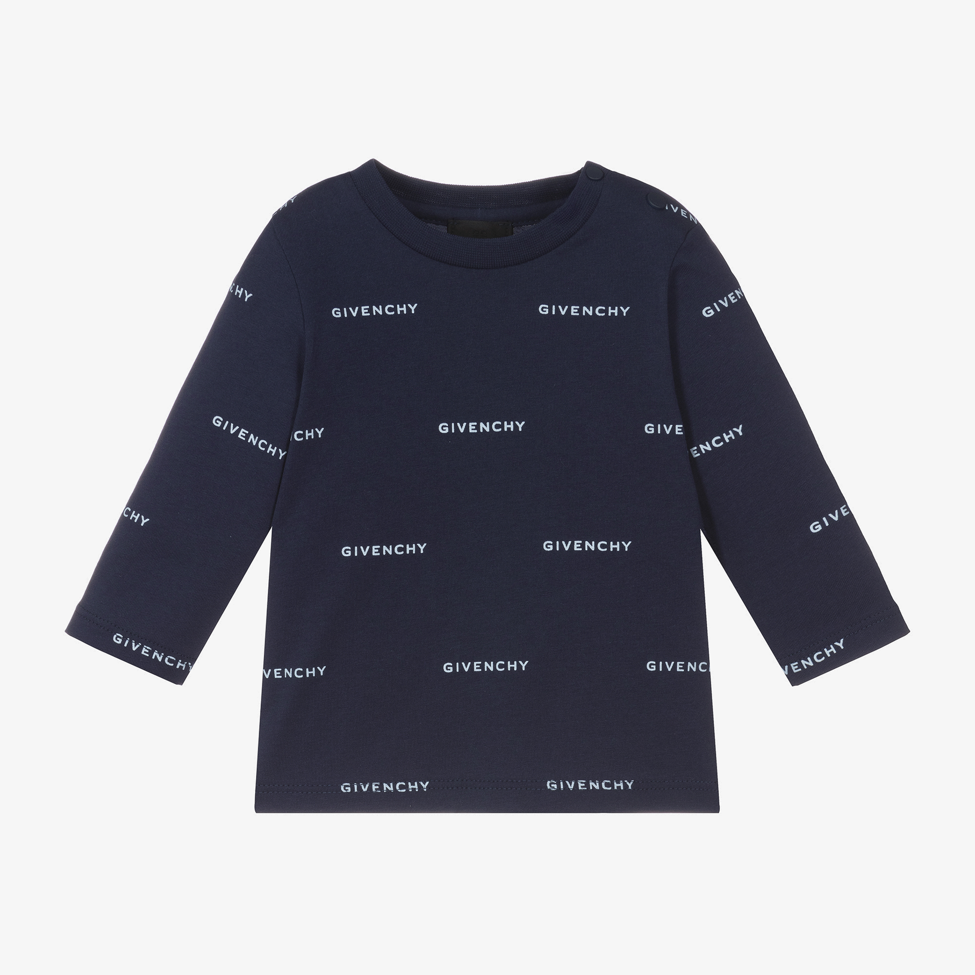 Givenchy Boys Navy Blue Cotton 4G Logo Top Childrensalon