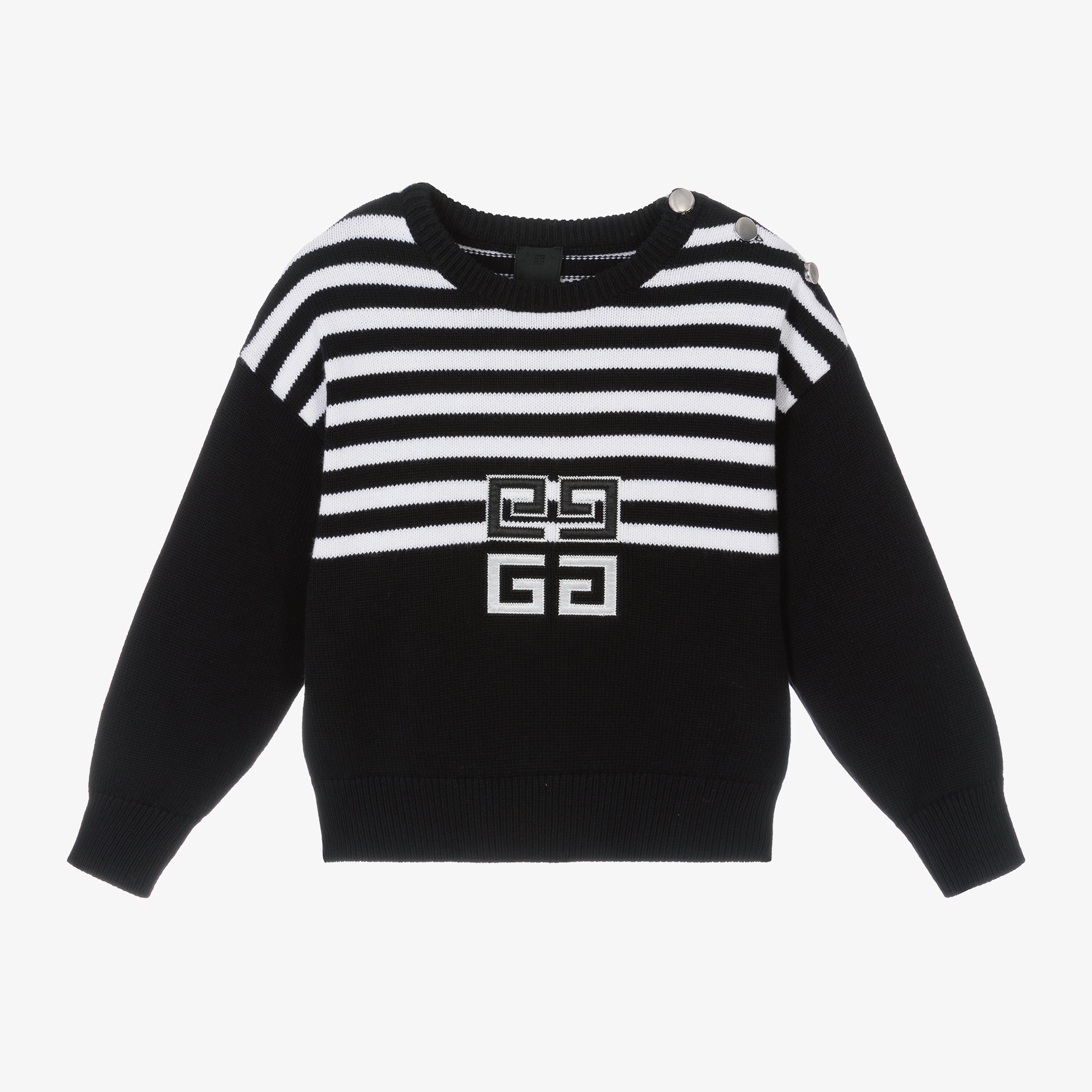 Givenchy Girls Black Stripe Cotton Jumper Childrensalon