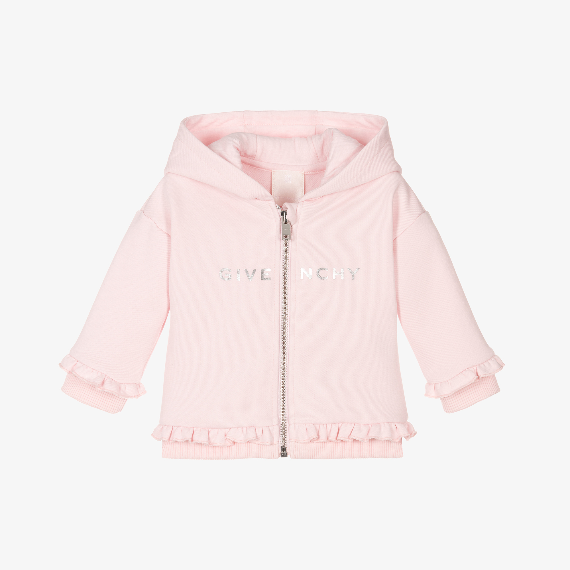 Givenchy Girls Pink Cotton Zip Up Hoodie Childrensalon