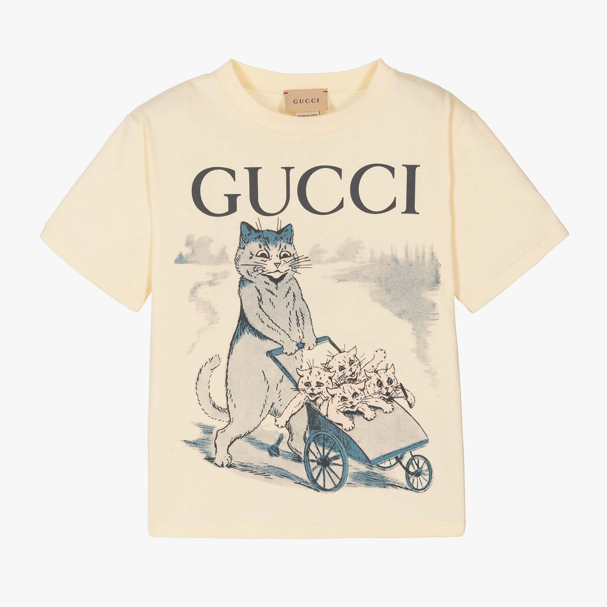 Gucci - Girls Ivory Cat Logo T-Shirt | Childrensalon