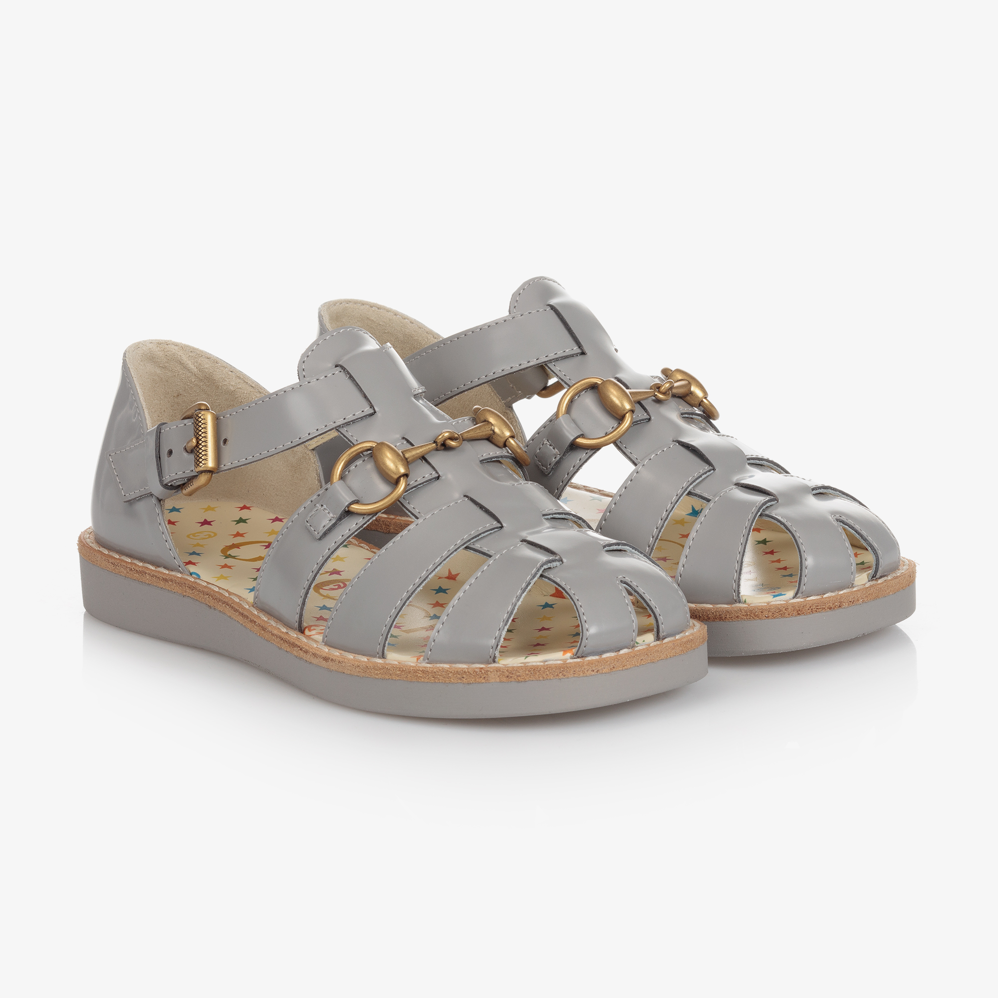 Grey store leather sandals