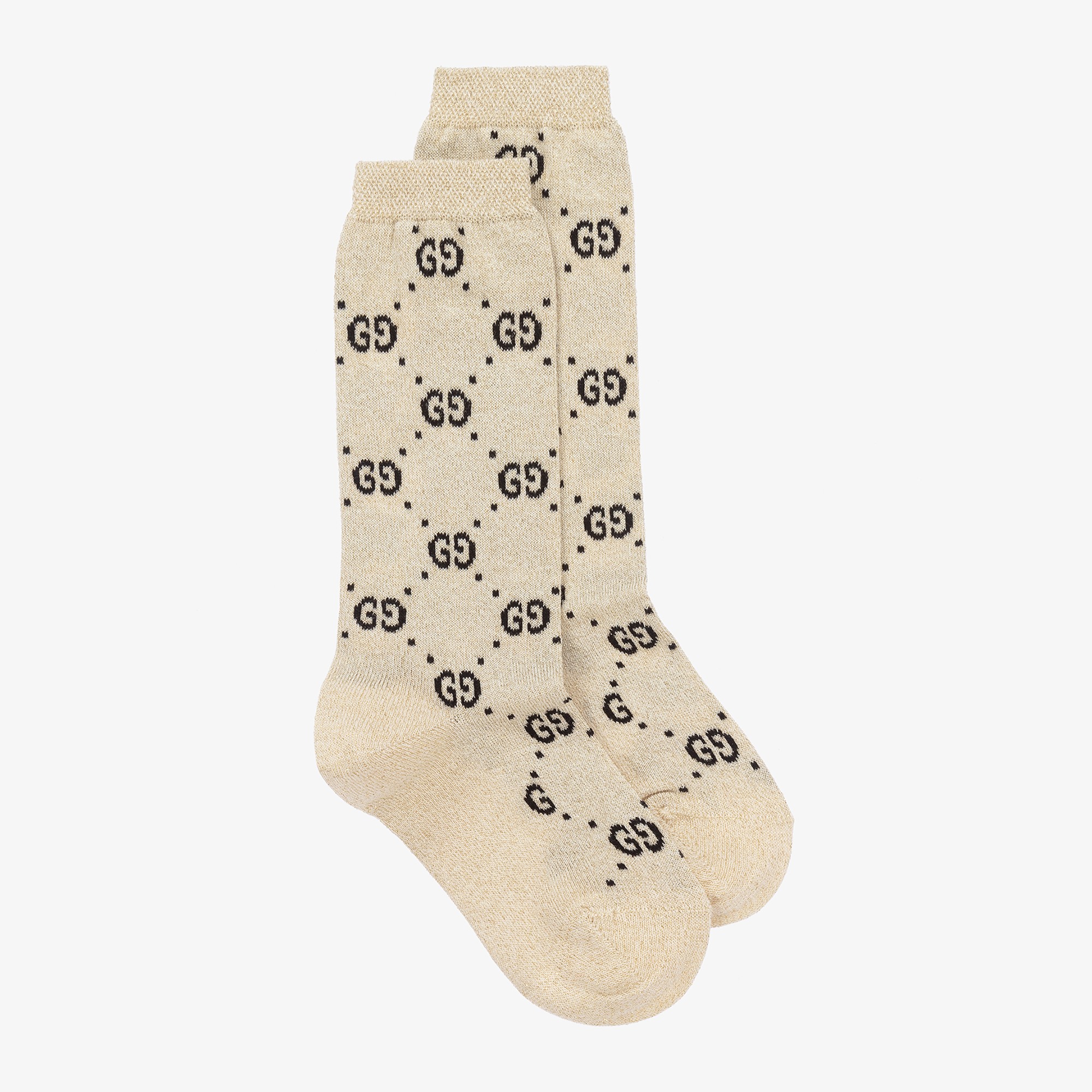 Gucci Ivory Glitter GG Logo Socks