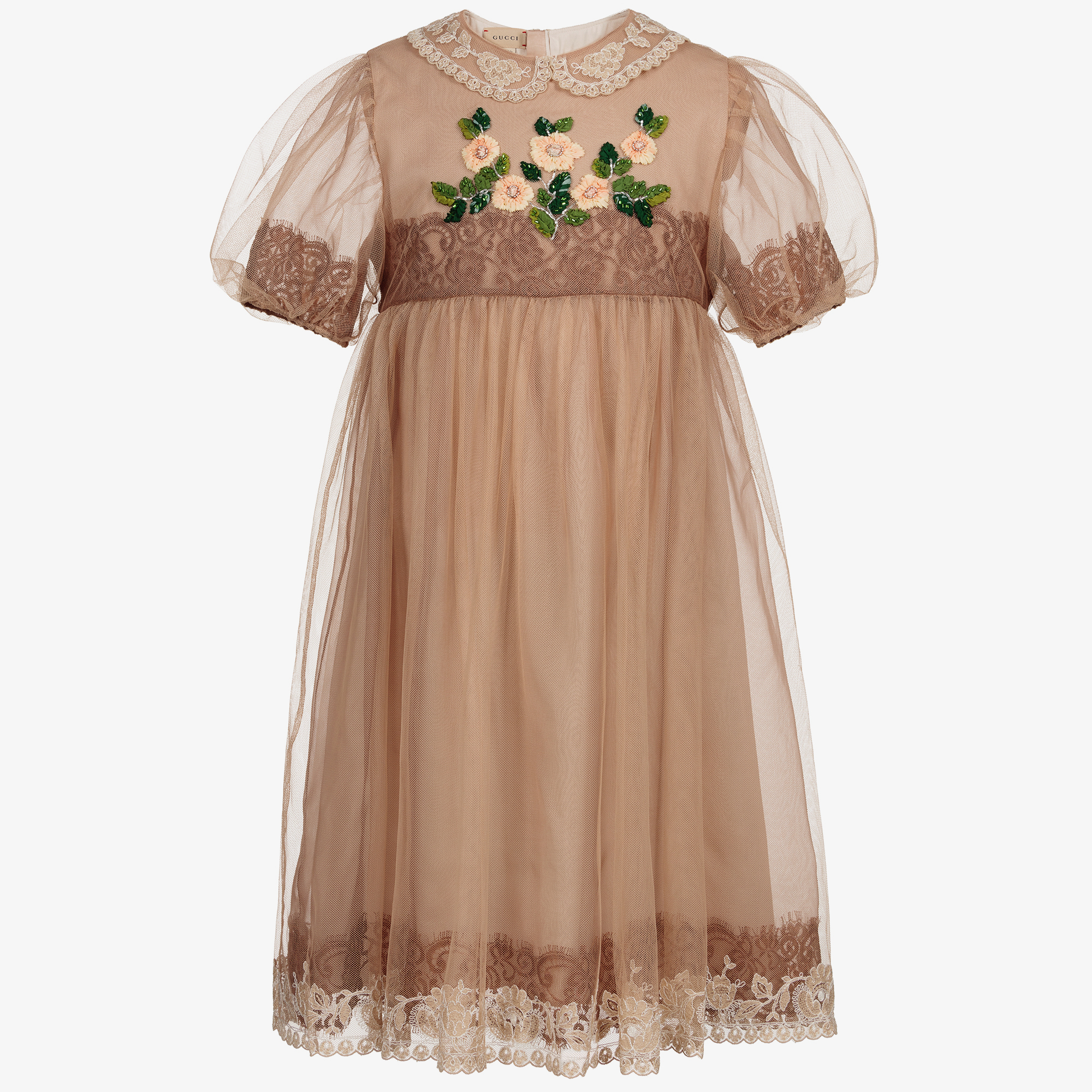 Gucci Teen Beige Silk Organza Dress