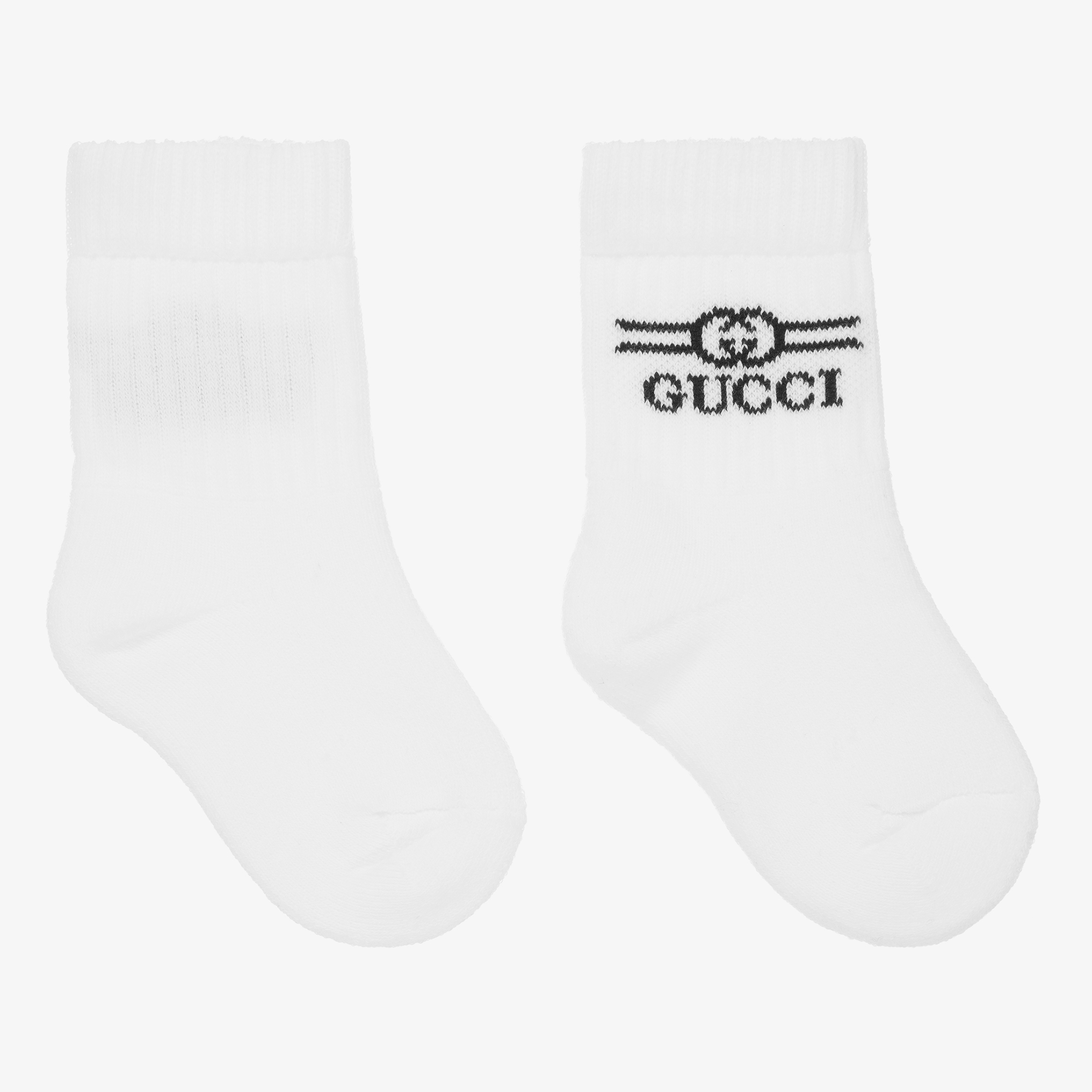 Bruise Long Skalk Gucci - White Cotton Logo Ankle Socks | Childrensalon